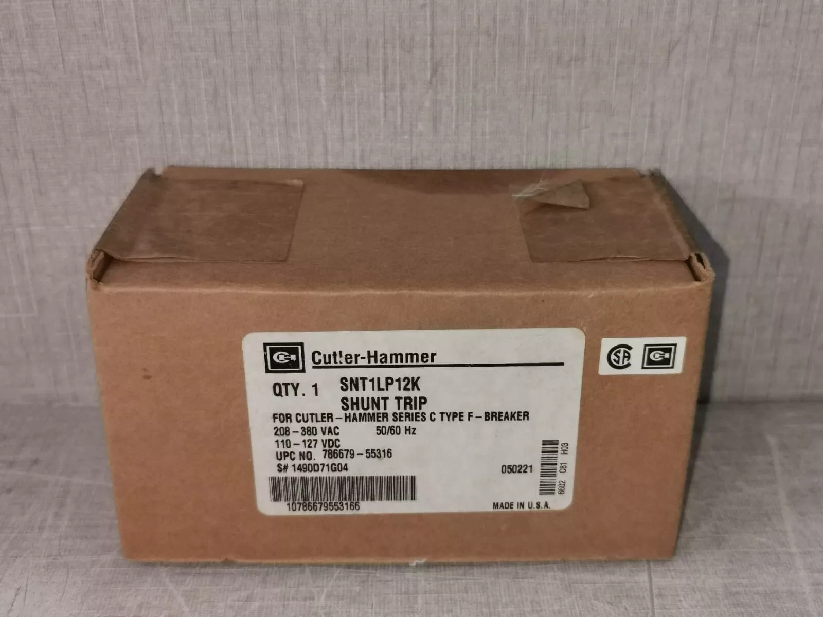 EATON SNT1LP12K Shunt Trip for Cutler-Hammer Type F Breaker 1490D71G04 New
