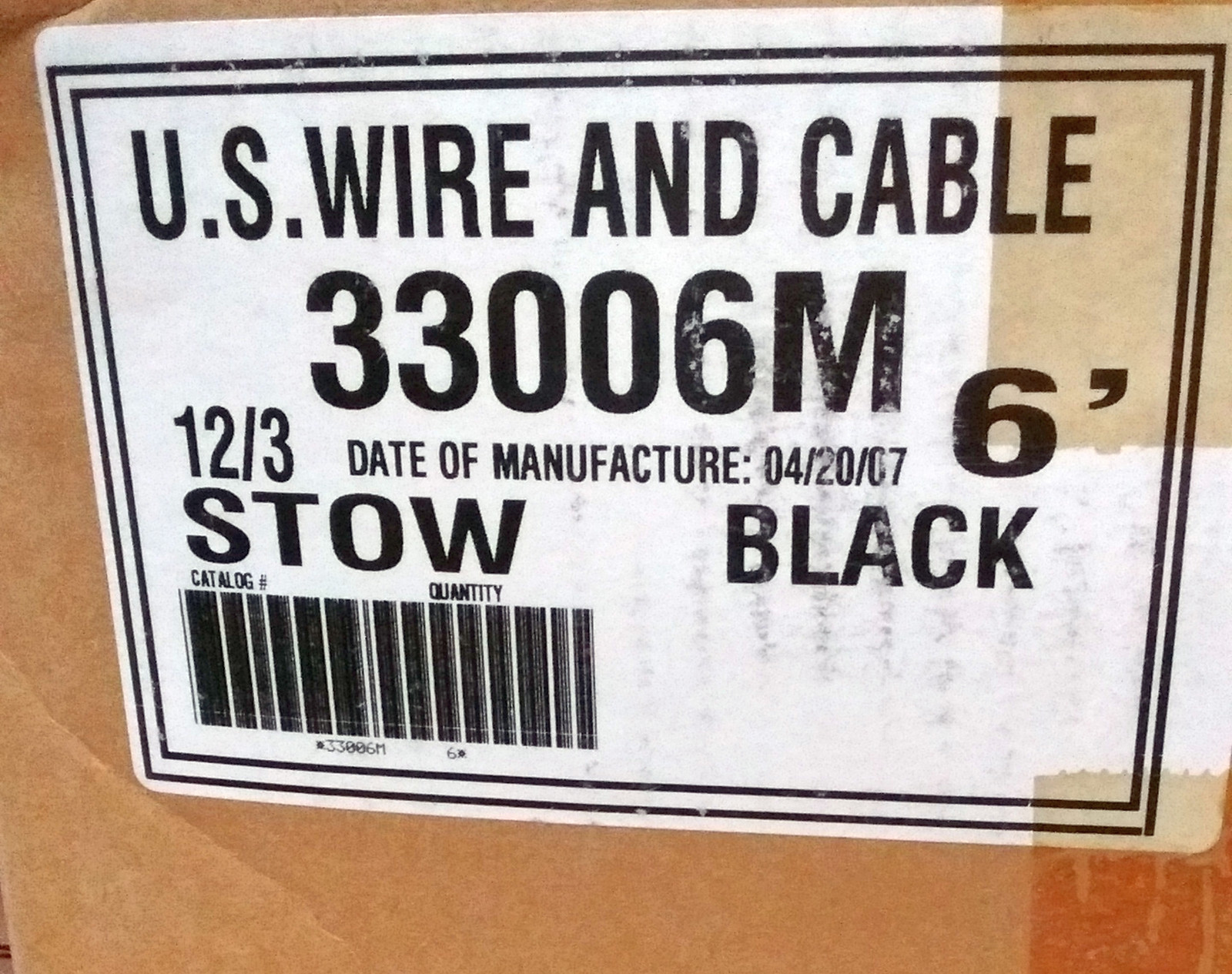 1 NEW U.S. WIRE AND CABLE 33006M 6′ CORD WITH PLUG NNB ***MAKE OFFER***