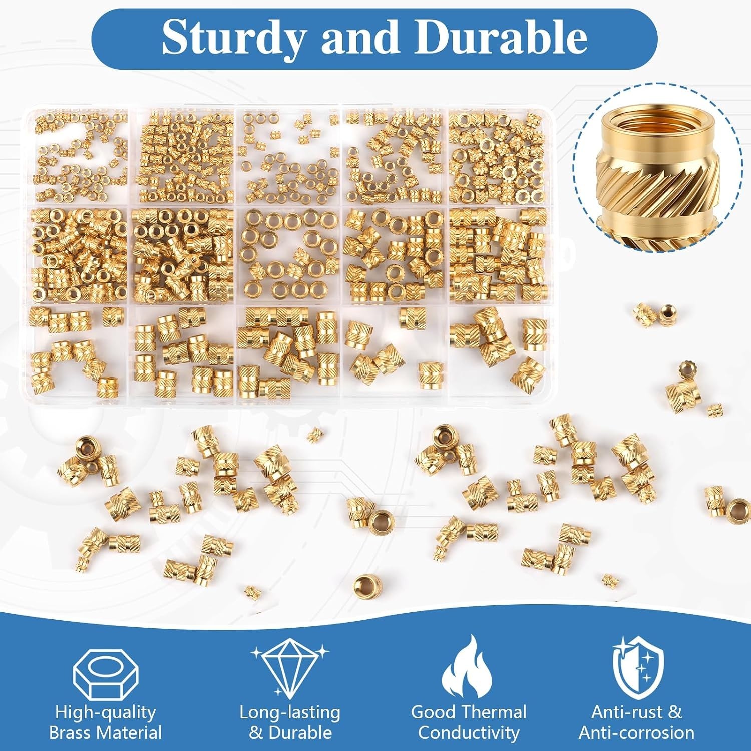 420 Pcs Brass Threaded Inserts for 3D Printing,M2 M2.5 M3 M4 M5 M6-Heat Set Inse