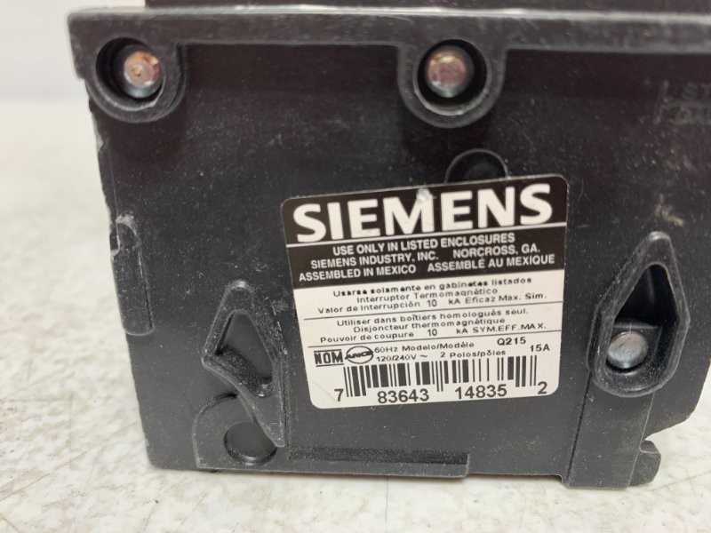 Siemens Q215 Circuit Breaker 15A 120/240V 2-Pole
