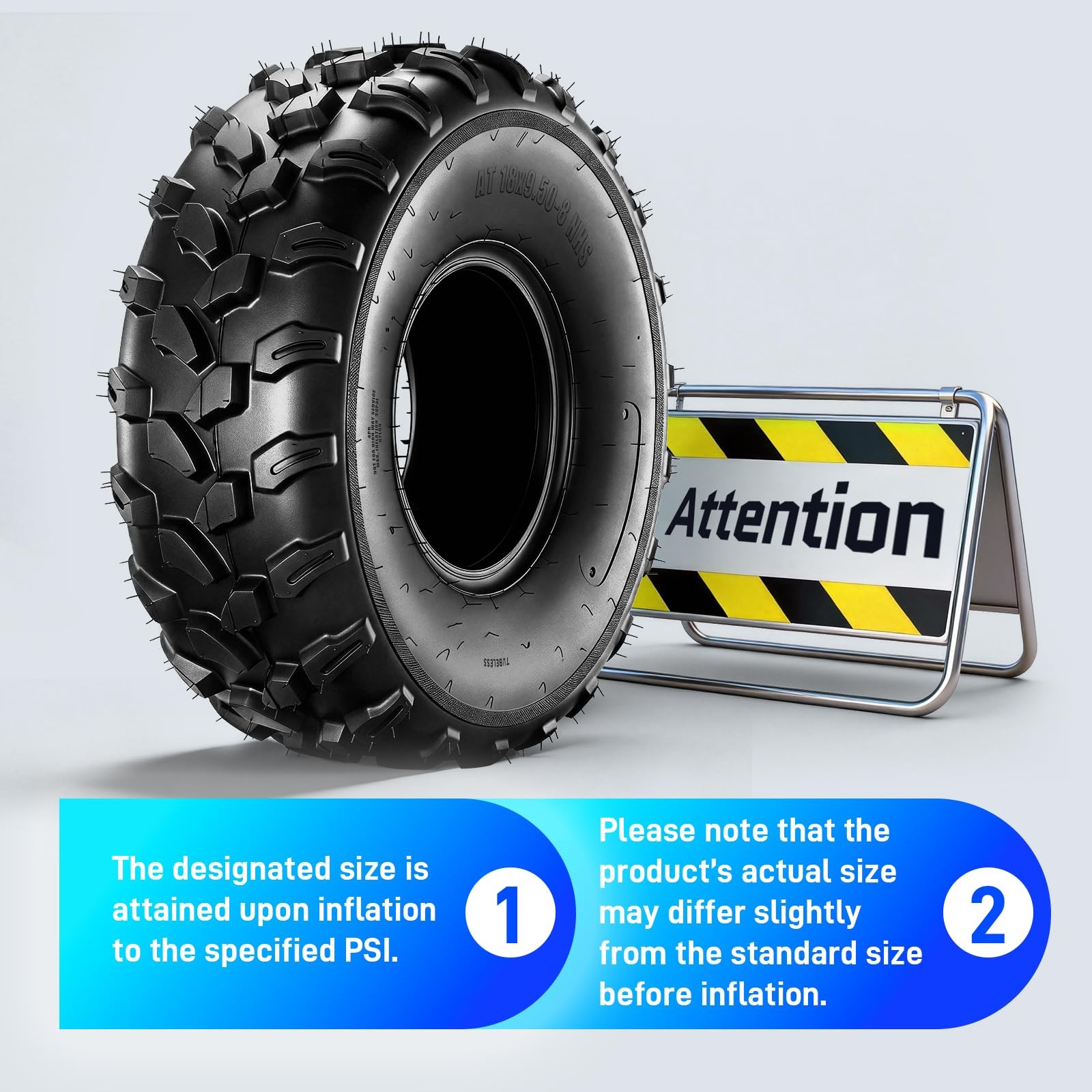 18×9.50-8 ATV UTV Tires 4PR All-Terrain for Sand Mud Trail Directional Tubeless