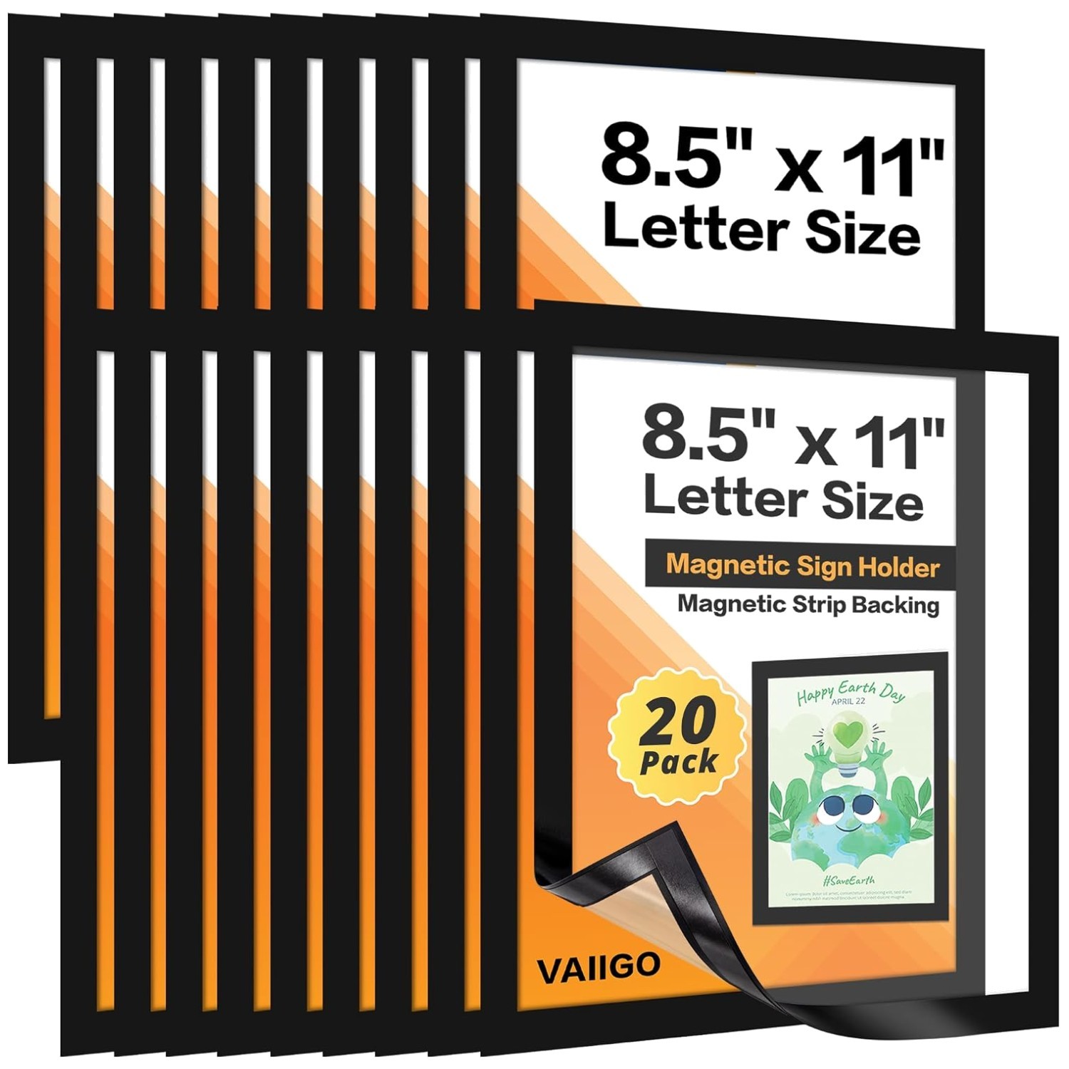 Magnetic Picture Holder Set – 20-Pack 8.5×11 Magnetic Frames