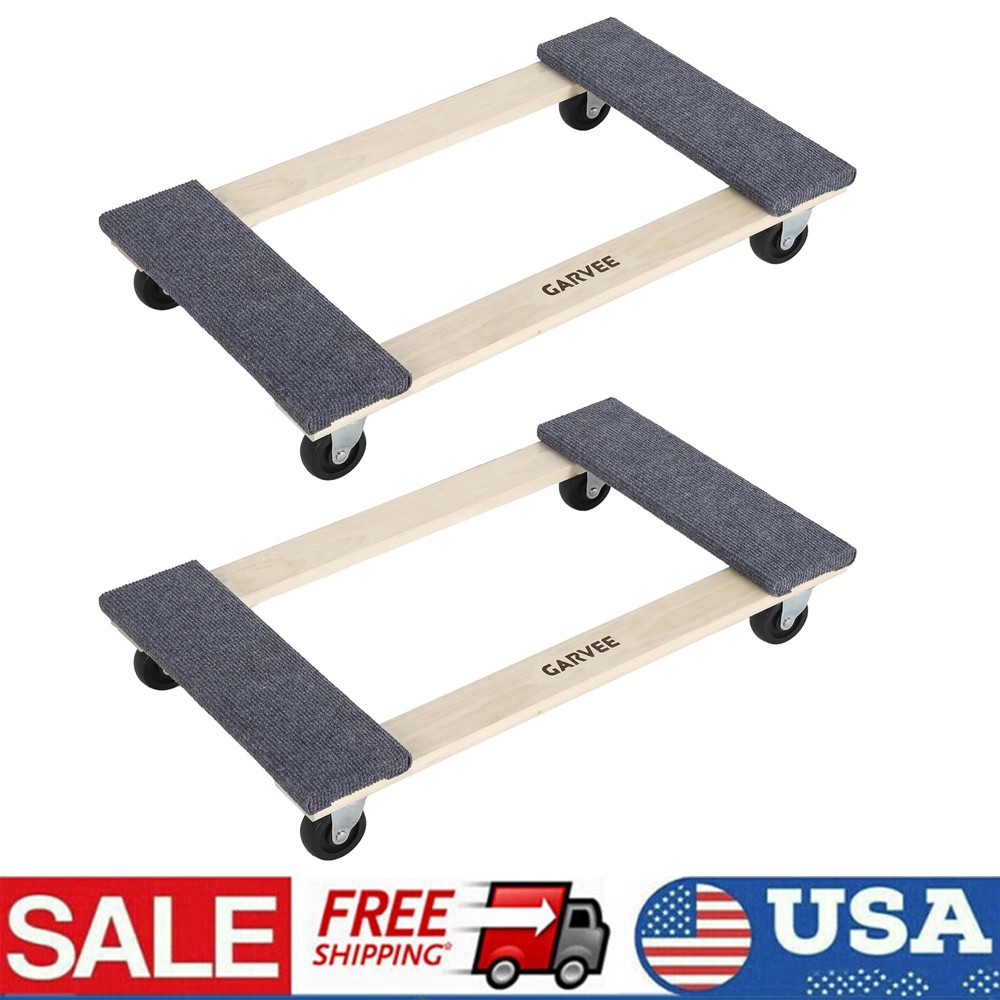 2PCS Furniture Dolly 1000LBS Hardwood Moving Dolly Cart 18×30″ w/ Swivel Wheels