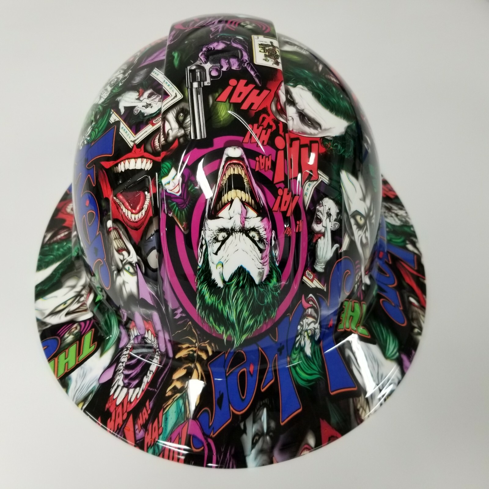 NEW FULL BRIM Hard Hat custom hydro dipped in THE JOKER HAHA FULL COLOR SICK NEW