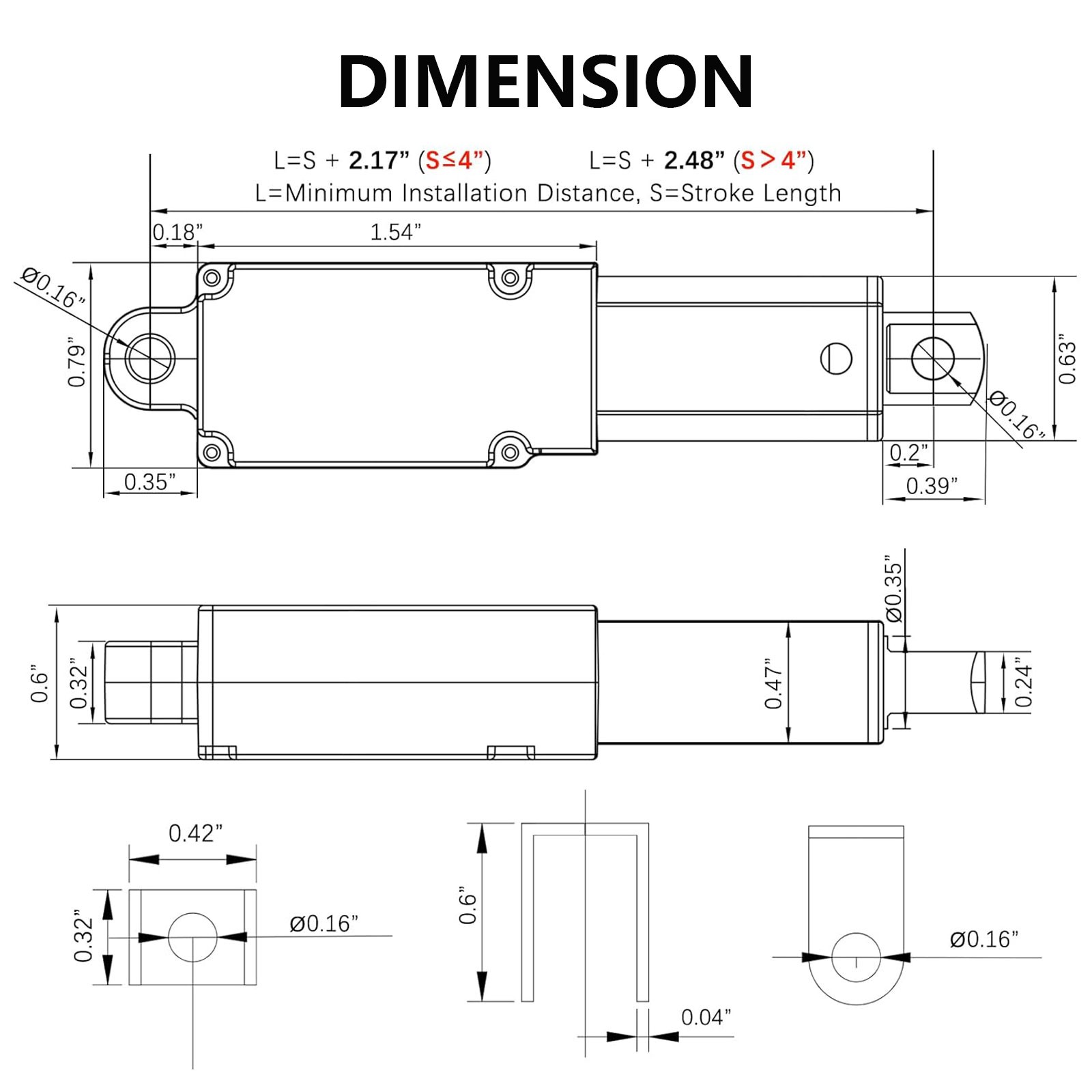 Electric Micro Linear Actuator 12V 1.2″ 2″ 3″ 4″ Stroke Fast Speed Up To 6inch/s