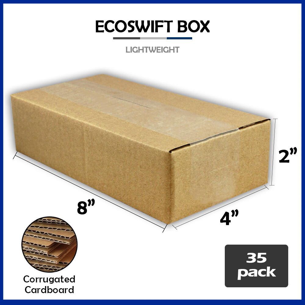 35 8x4x2 “EcoSwift” Brand Cardboard Box Packing Mailing Shipping Corrugated