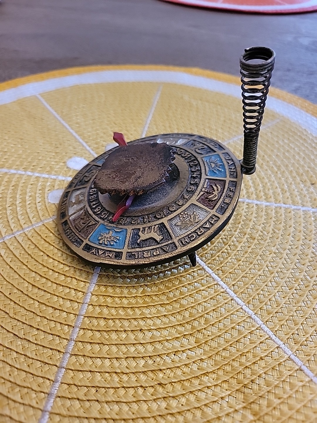 Vintage Metal Zodiac Calendar Desk Decor Made in Israel