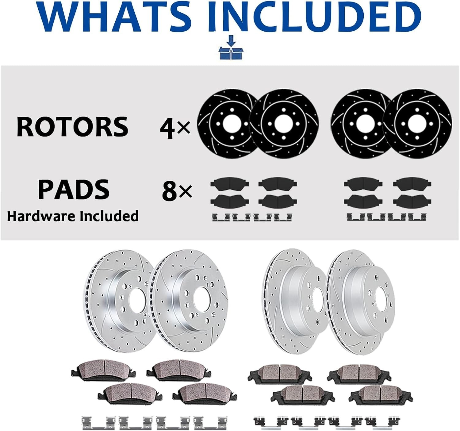 Front Rear Brake Kit for 2.4L Accord Drilled Slotted Rotors Ceramic Pads