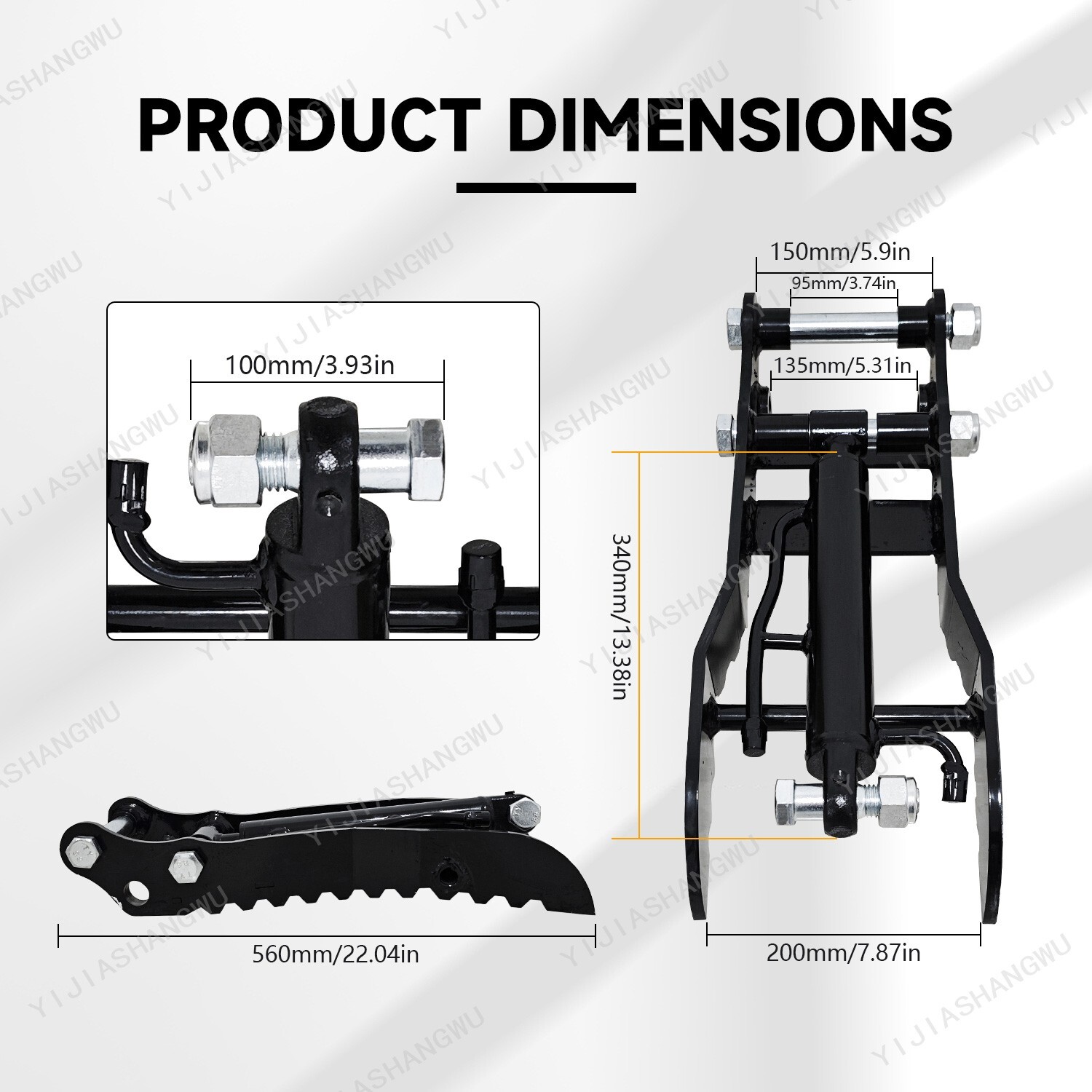 Hydraulic Thumb Clip for Mini Excavators Attachments Single Hole Metal Grab
