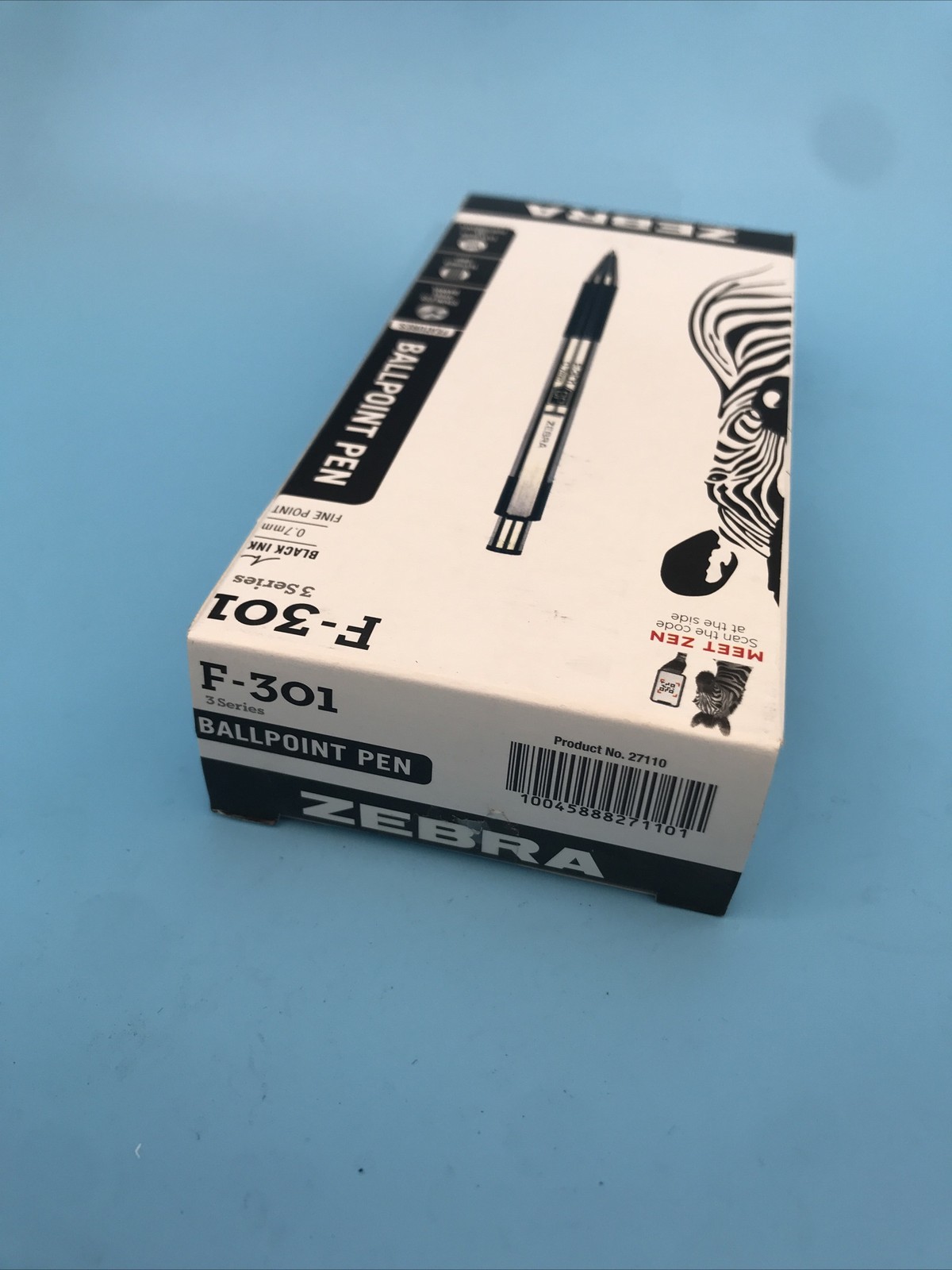 12 Pack ZEBRA F-301 BLACK Ballpoint Pens 0.7 mm F301 BALL POINT PEN SET 27110