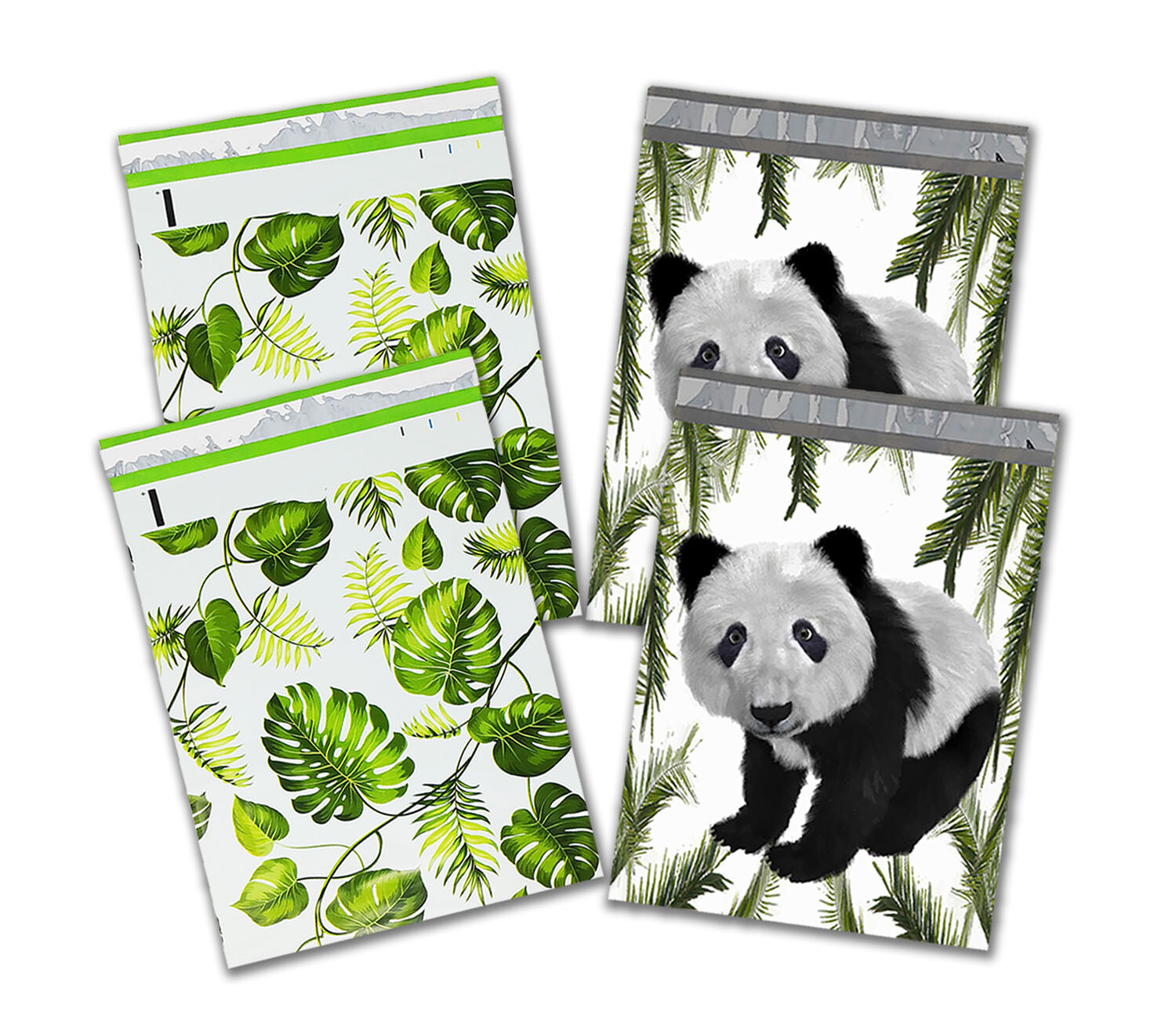 10×13 Tropical Palm Leaves & Panda Bear Poly Mailers, USPS Shipping Mailing Bags