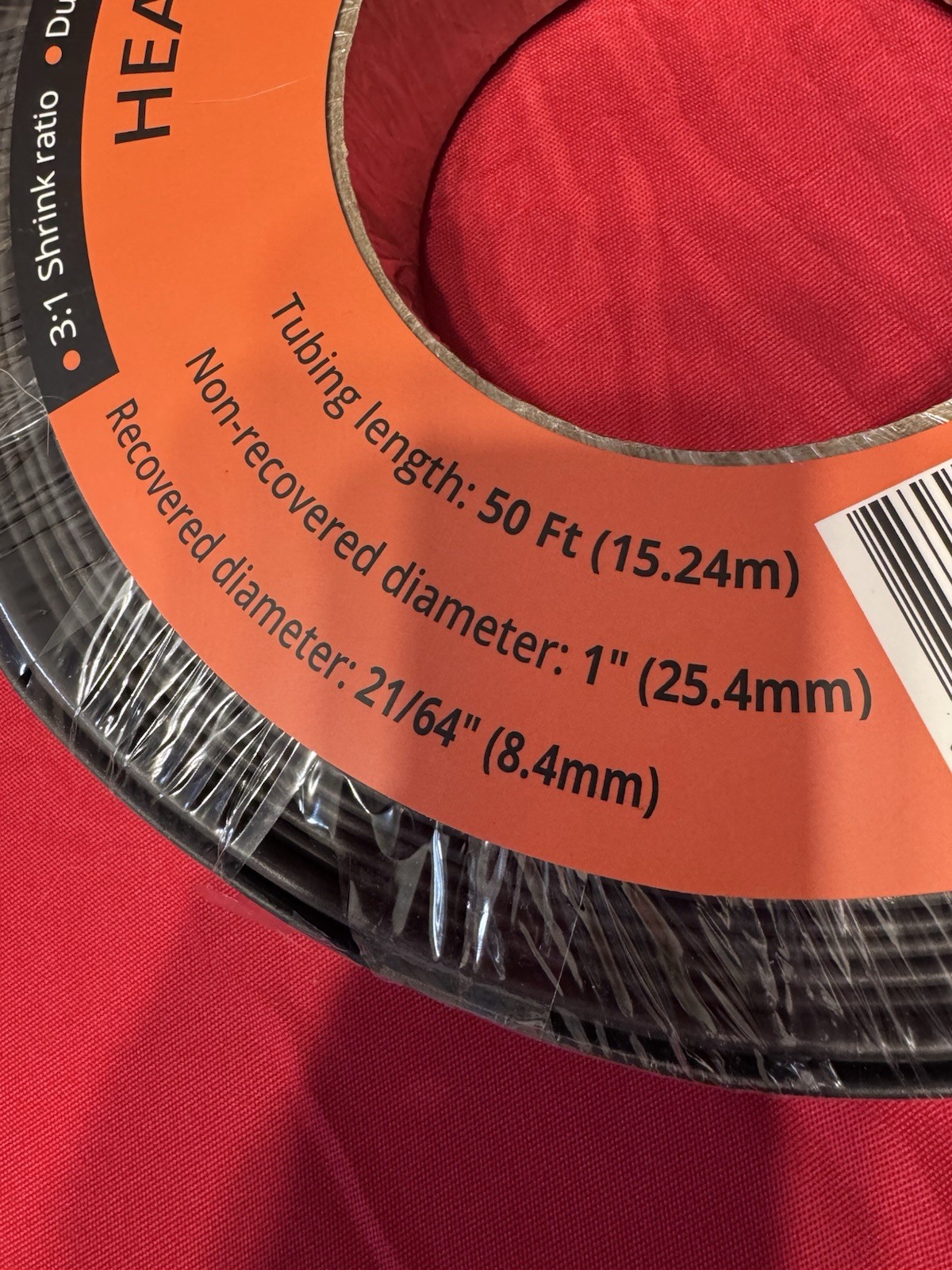 New Wirefy Heat Shrink Tubing 1 Inch By 50 Feet 3:1 Shrink Ratio
