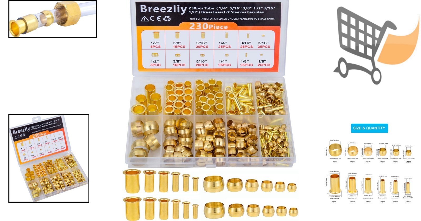 Brass Compression Fittings Assortment Kit for Air Water Fuel Oil Gases