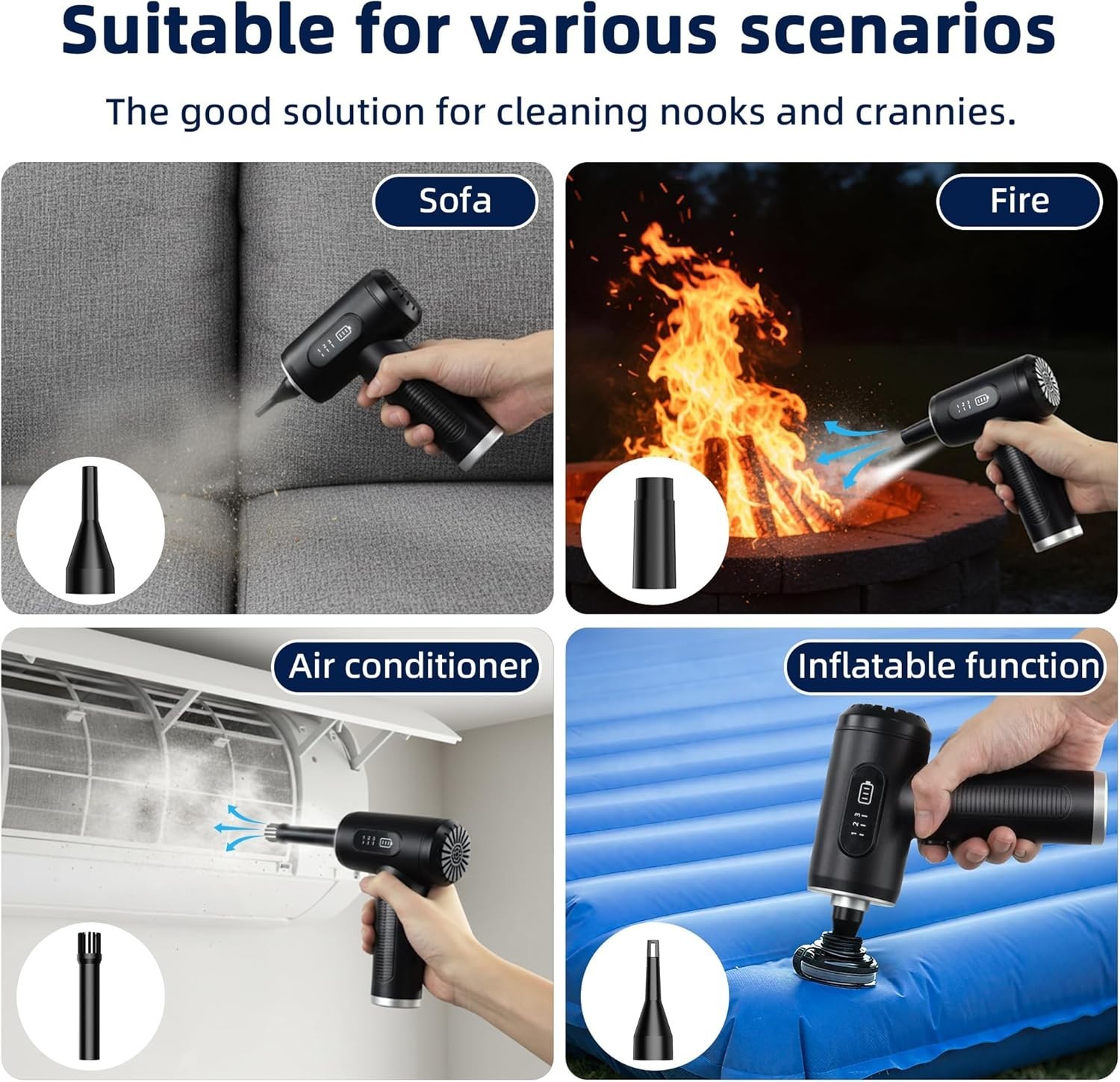 Compressed Air Duster Vacuum Cleaner-100000RPM 4-in-1 -3 Gear Adjustable (New)