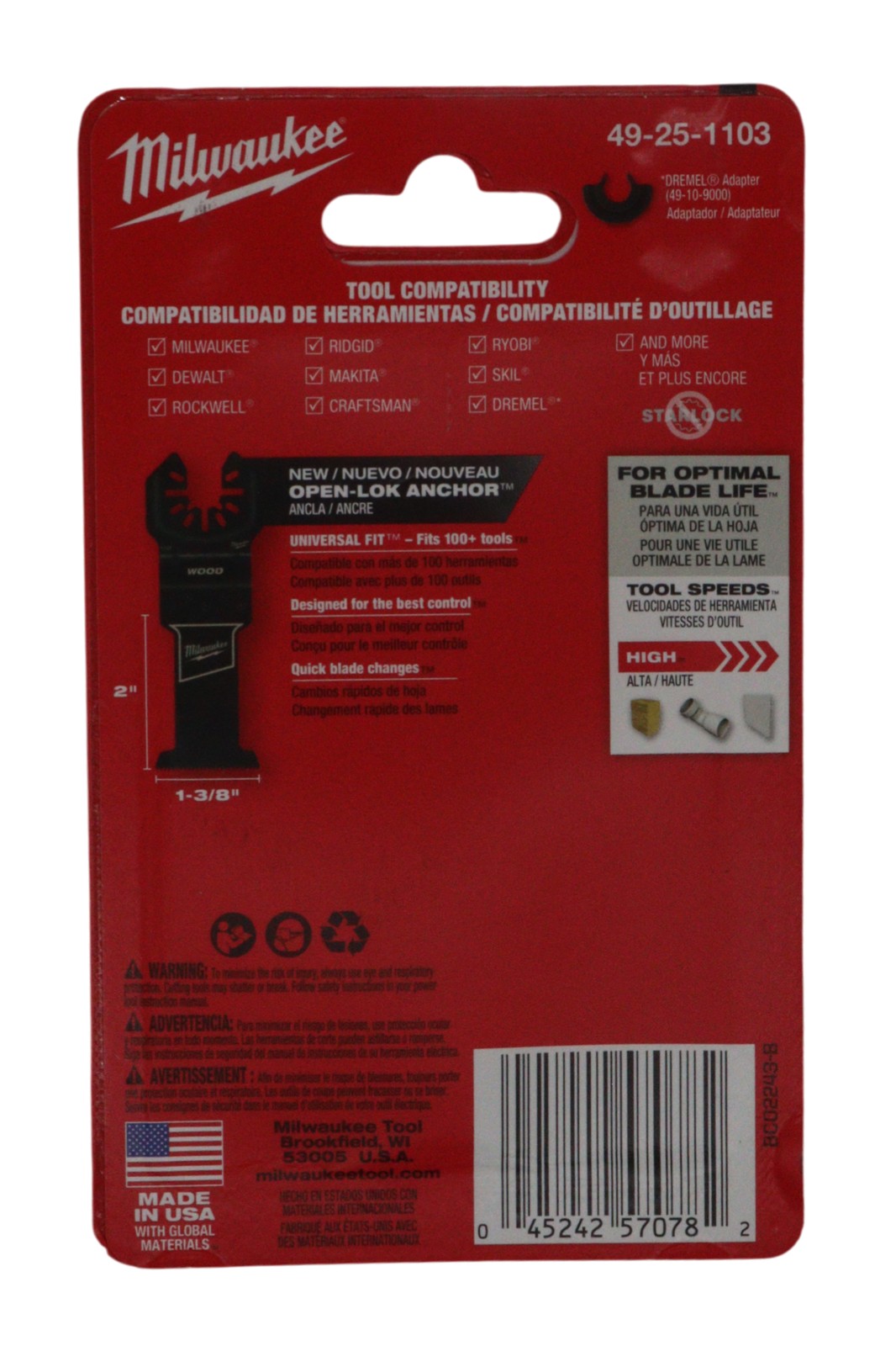 Milwaukee 49-25-1103 OPEN-LOK™ Wood Oscillating Multi-Tool Blades 3-Pack