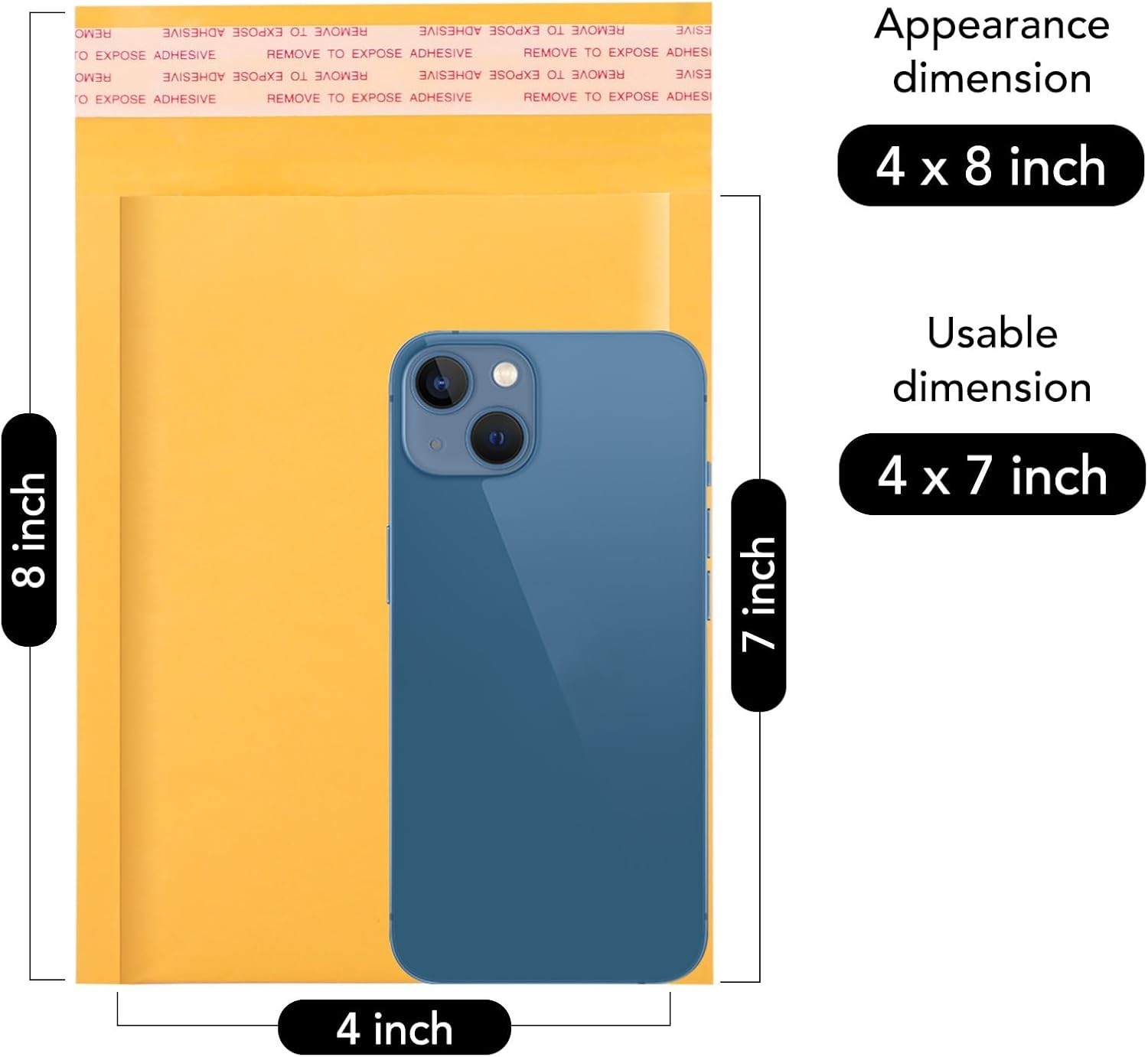 Brand New Kraft Bubble Mailer 4×8 Inches Yellow