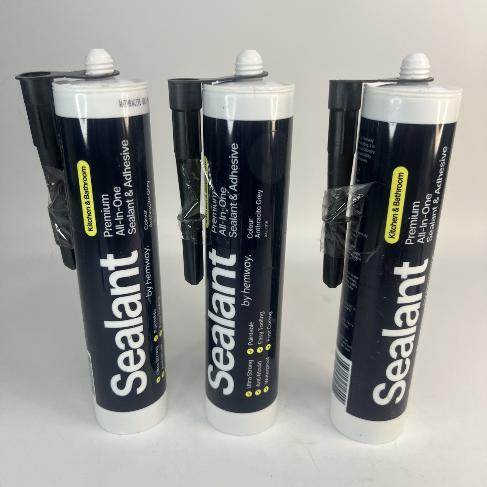 3x Hemway Hybrid Polymer Kitchen Bathroom Sealant & Adhesive ALL IN ONE Premium