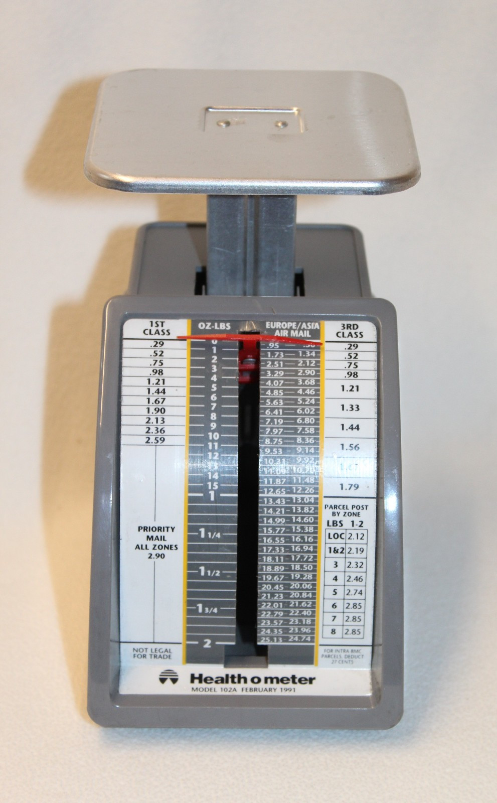 VINTAGE 1991 HEALTH O METER MODEL 102A AIR MAIL SCALE, OUNCES up to 2 POUNDS
