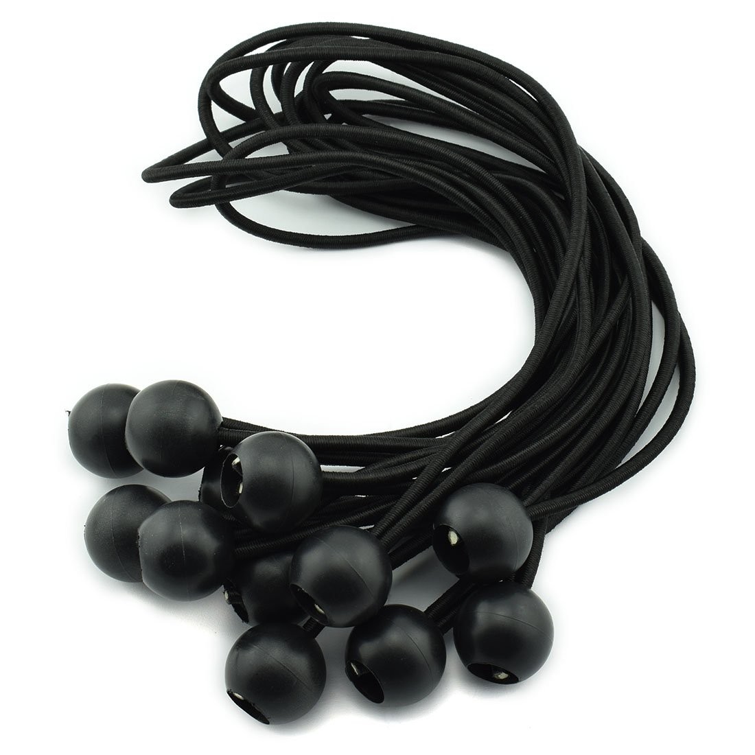 24pcs 12 Inches (30cm) Ball Bungee Cords Black Elastic String Canopy Tarp Tie…