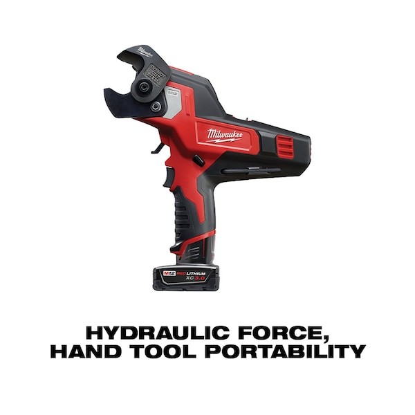 Milwaukee Tool 2472-21Xc M12 600 Mcm Cable Cutter Kit, Cordless, M12 Xc 3.0Ah