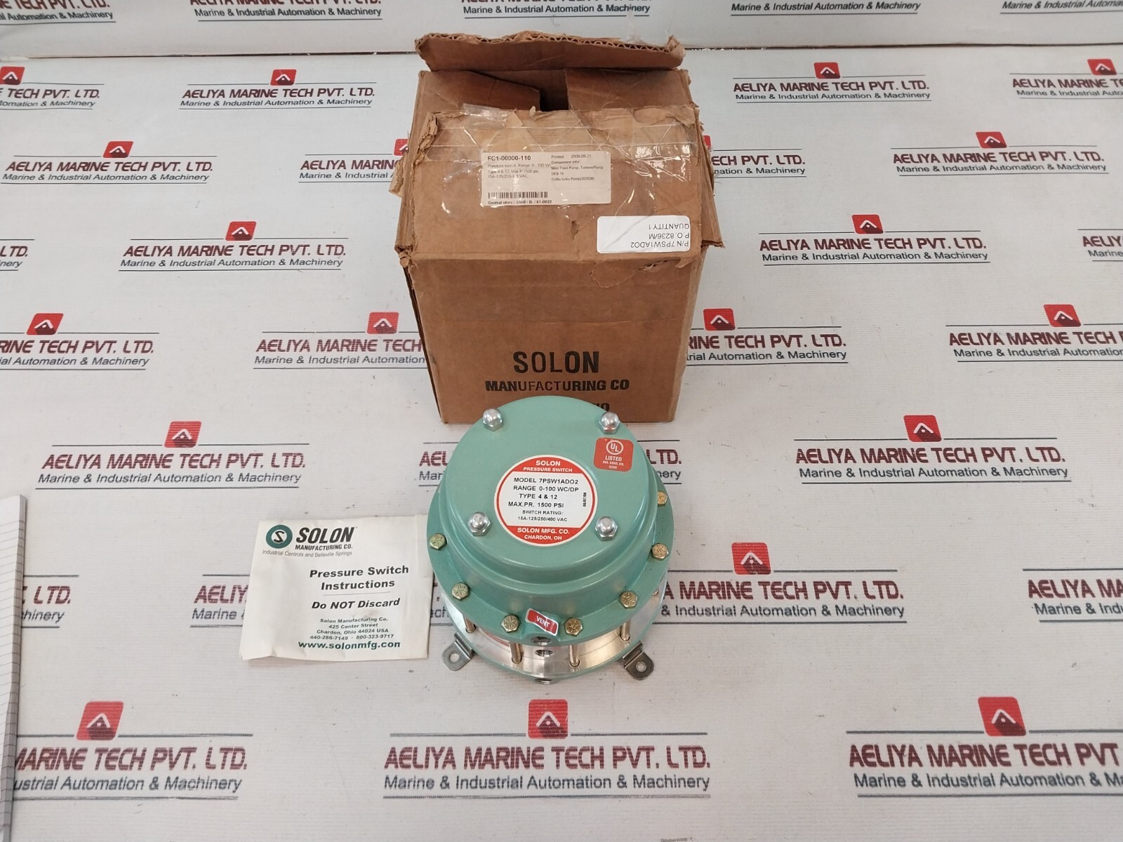Solon 7psw1ado2 Pressure Switch 0-100 Wc/dp