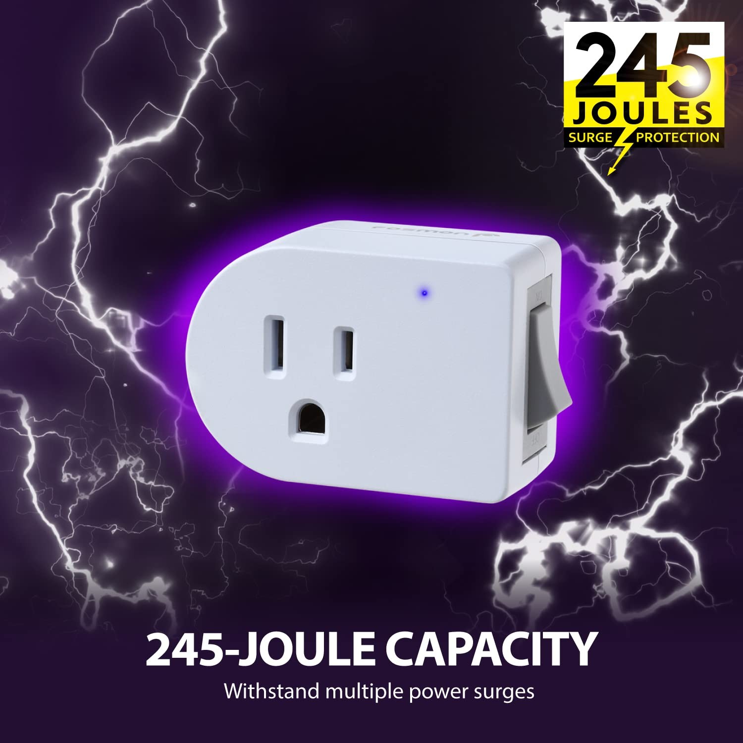 Fosmon Grounded Outlet with ON/Off Switch (2 Pack), 3 Prong Electrical White