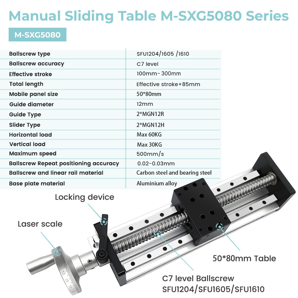 DIY CNC XYZ Axis Manual Linear Rail Stage Slide Table Handwheel for Mill/Router