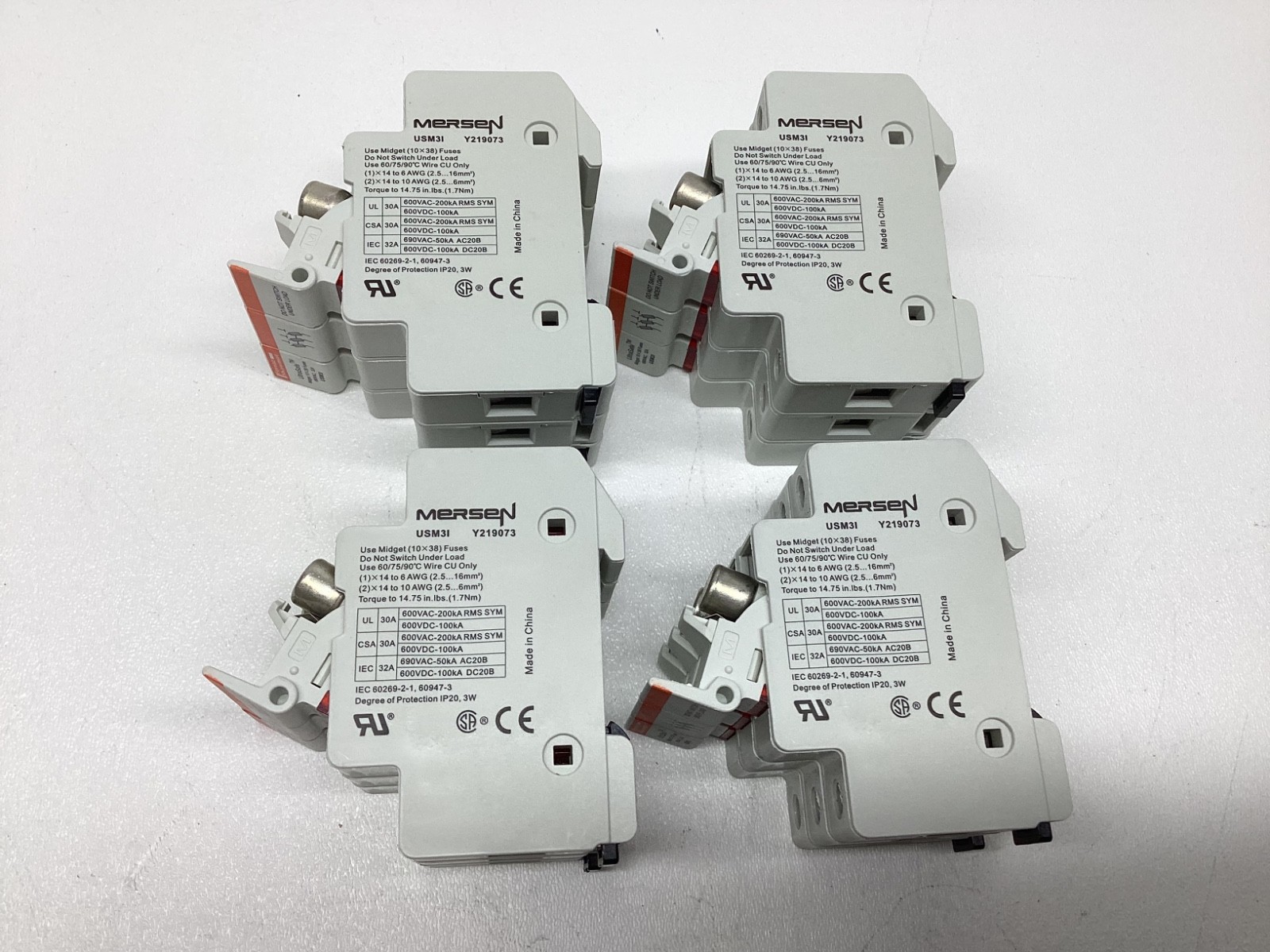 (4) MERSEN FERRAZ SHAWMUT 3-POLEUSM31 FUSE HOLDER ULTRASAFE Y219073 WARRANTY
