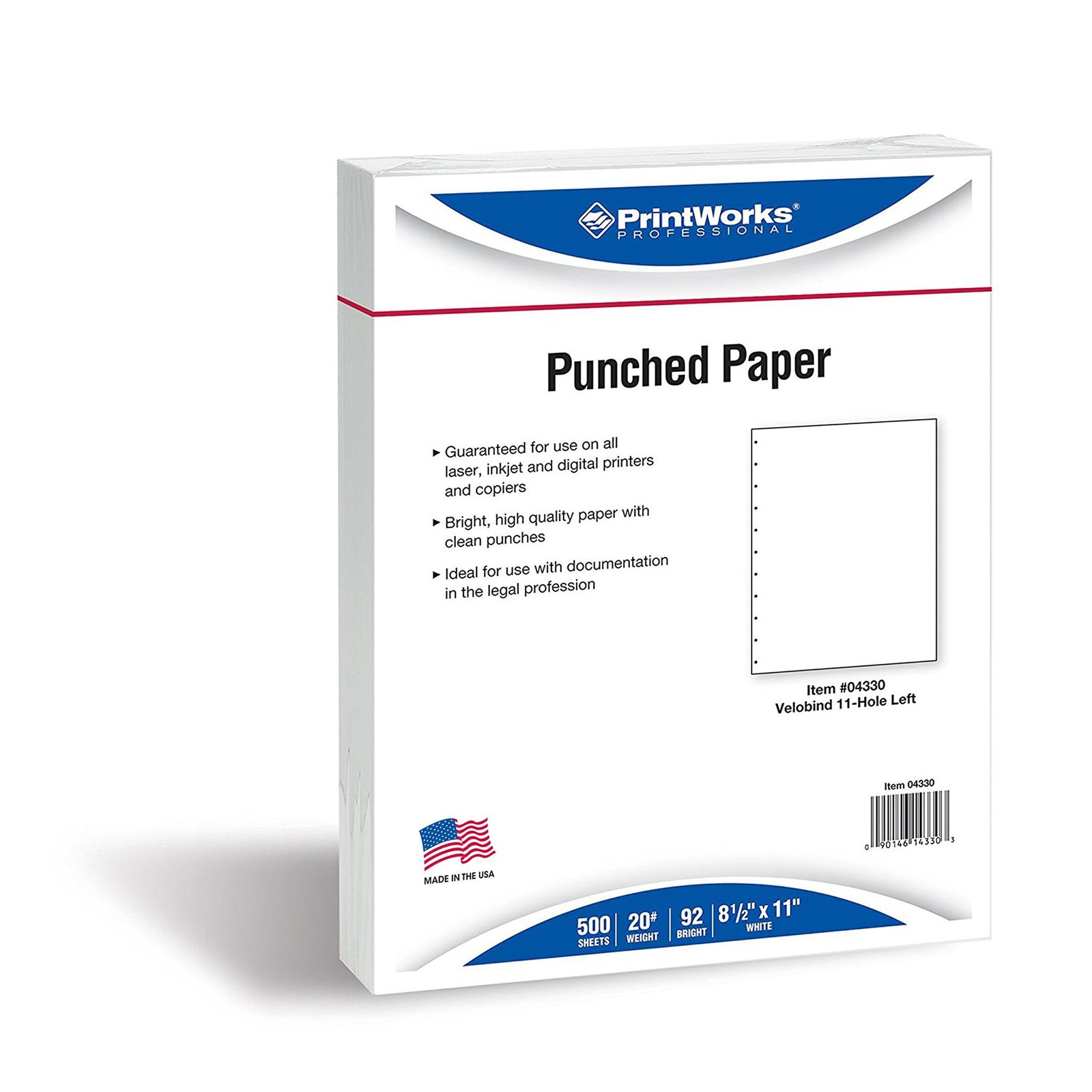 PrintWorks Professional Pre-Punched 11 Hole Velo Bind Paper for 11 Pin & 4 Pin B