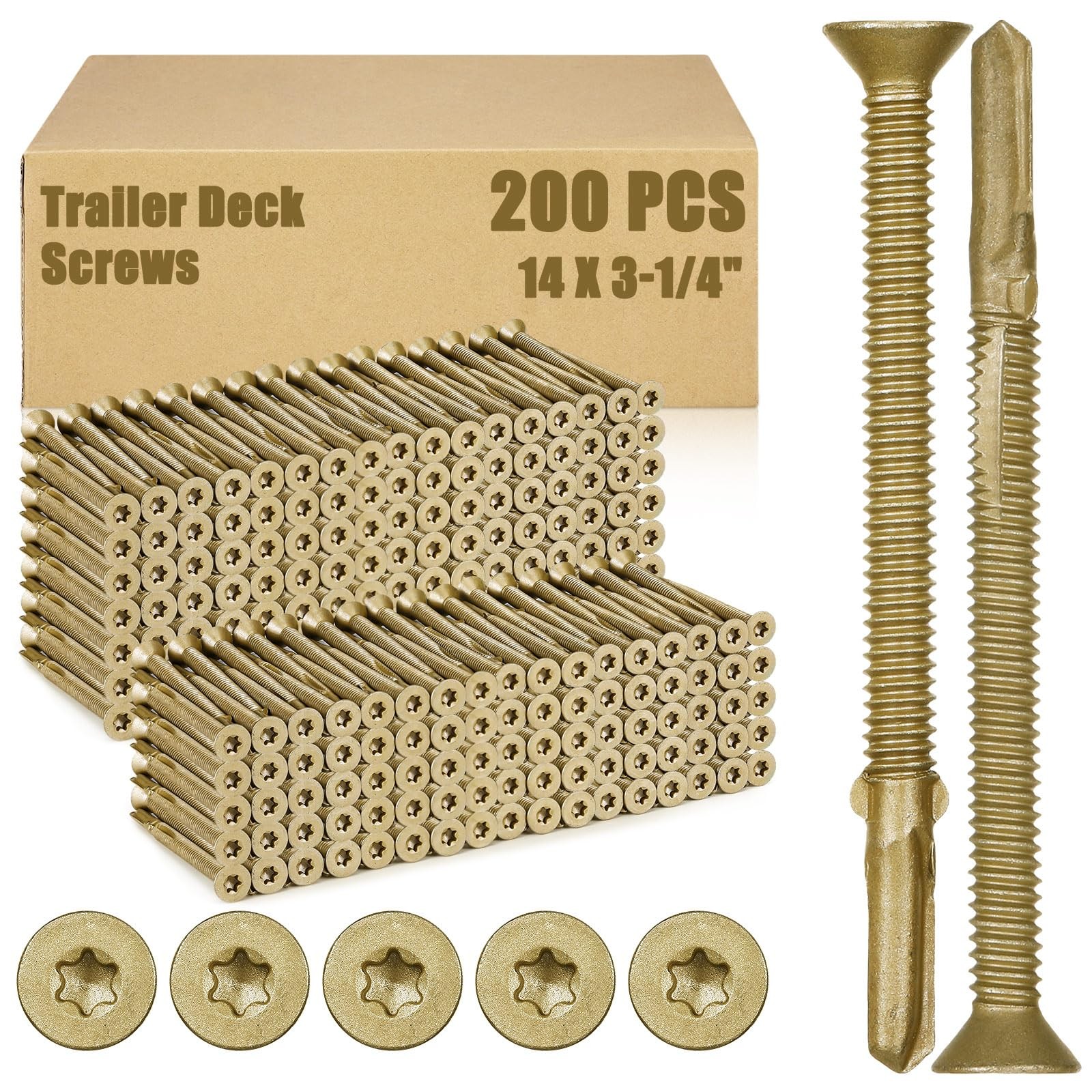 Yaocom 200 Pcs 14 x 3-1/4 Trailer Deck Screws Bulk Self Tapping Trailer Screw…