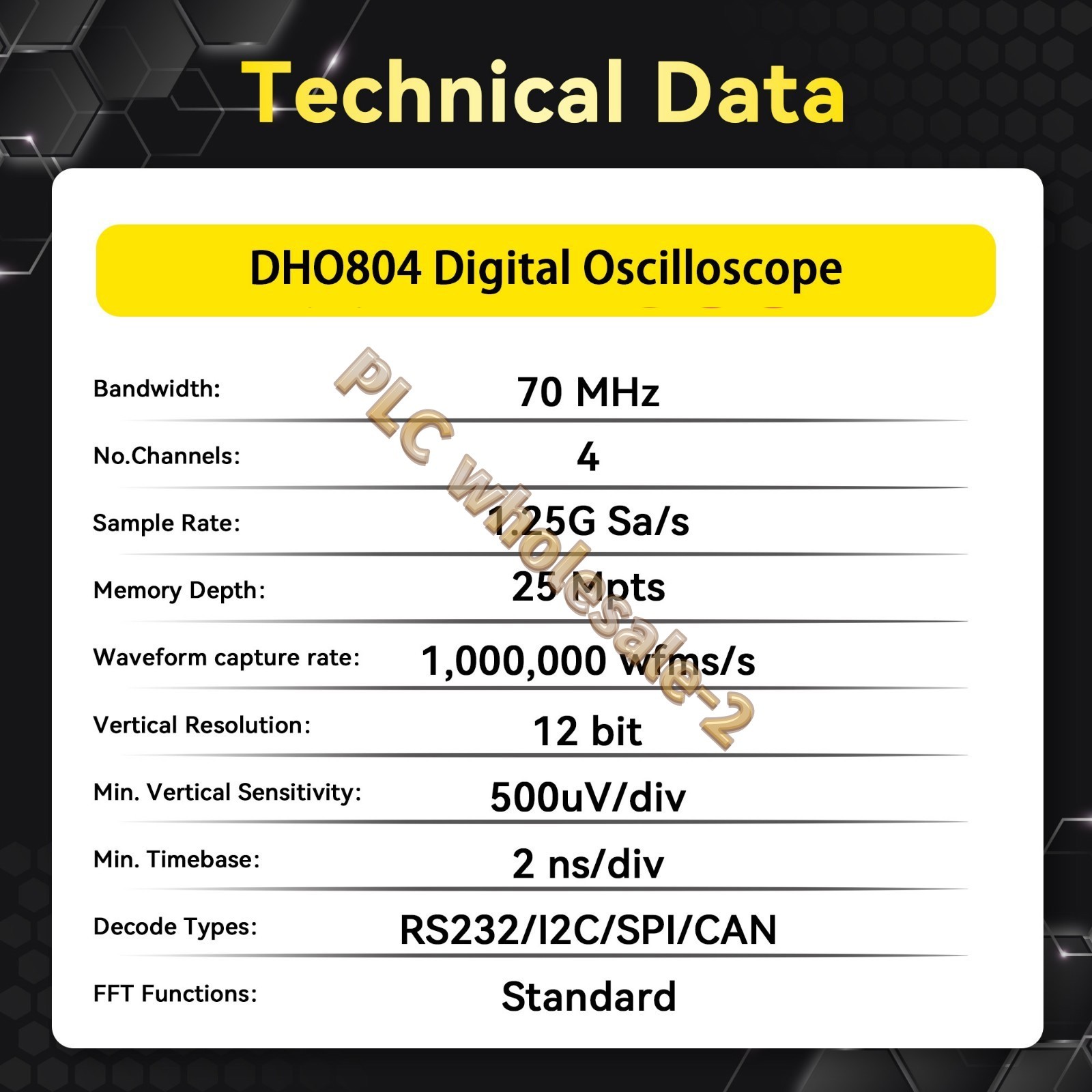 RIGOL DHO804 70MHz 4-Channel 12Bit Digital Oscilloscope with 4PCS 150MHz Probes
