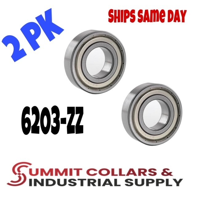 6203-ZZ C3 EMQ Premium Metal Shielded Ball Bearing, 17x40x12, 6203z (2 QTY)