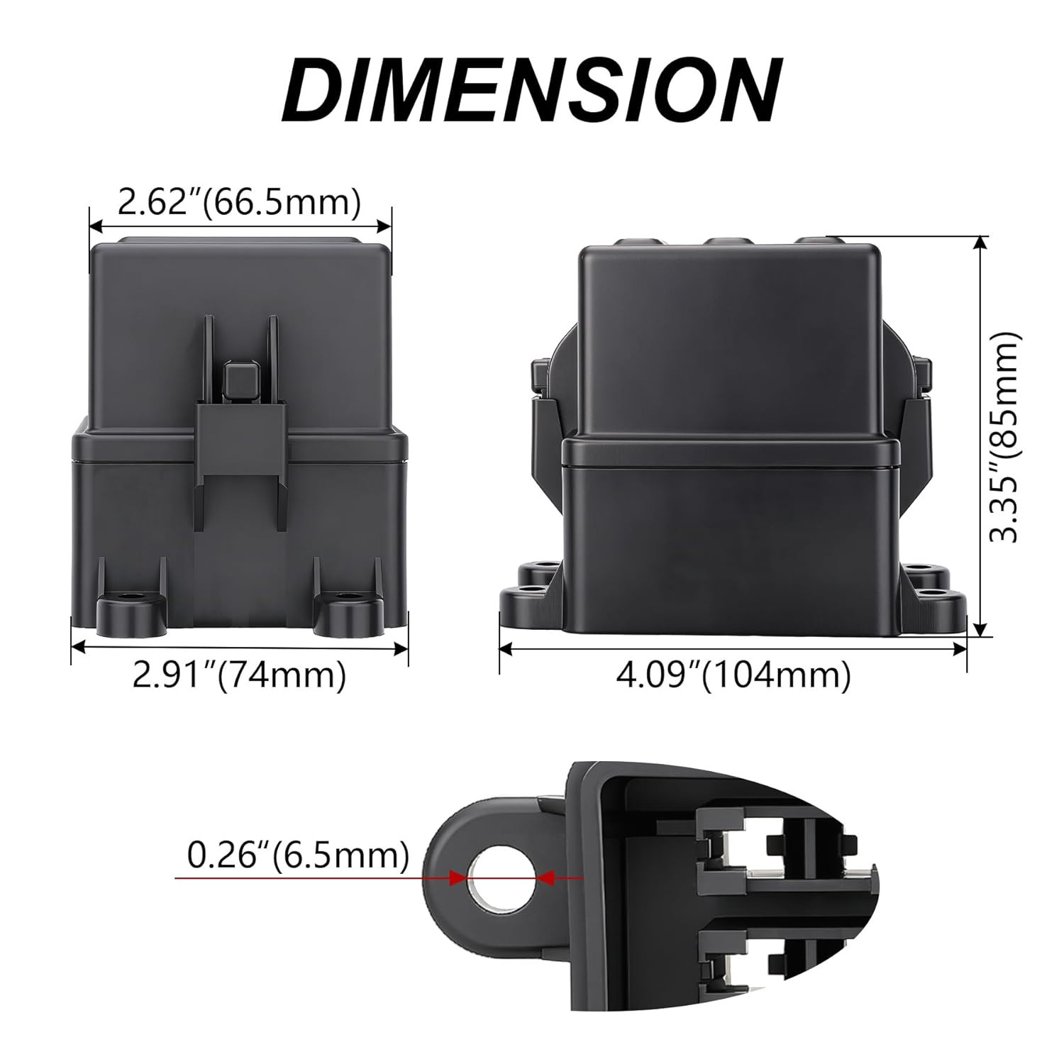 12V 3 Way Waterproof Fuse Relay Box, 3 Relays and 3 ATC/ATO Blade Fuse Slots, Co