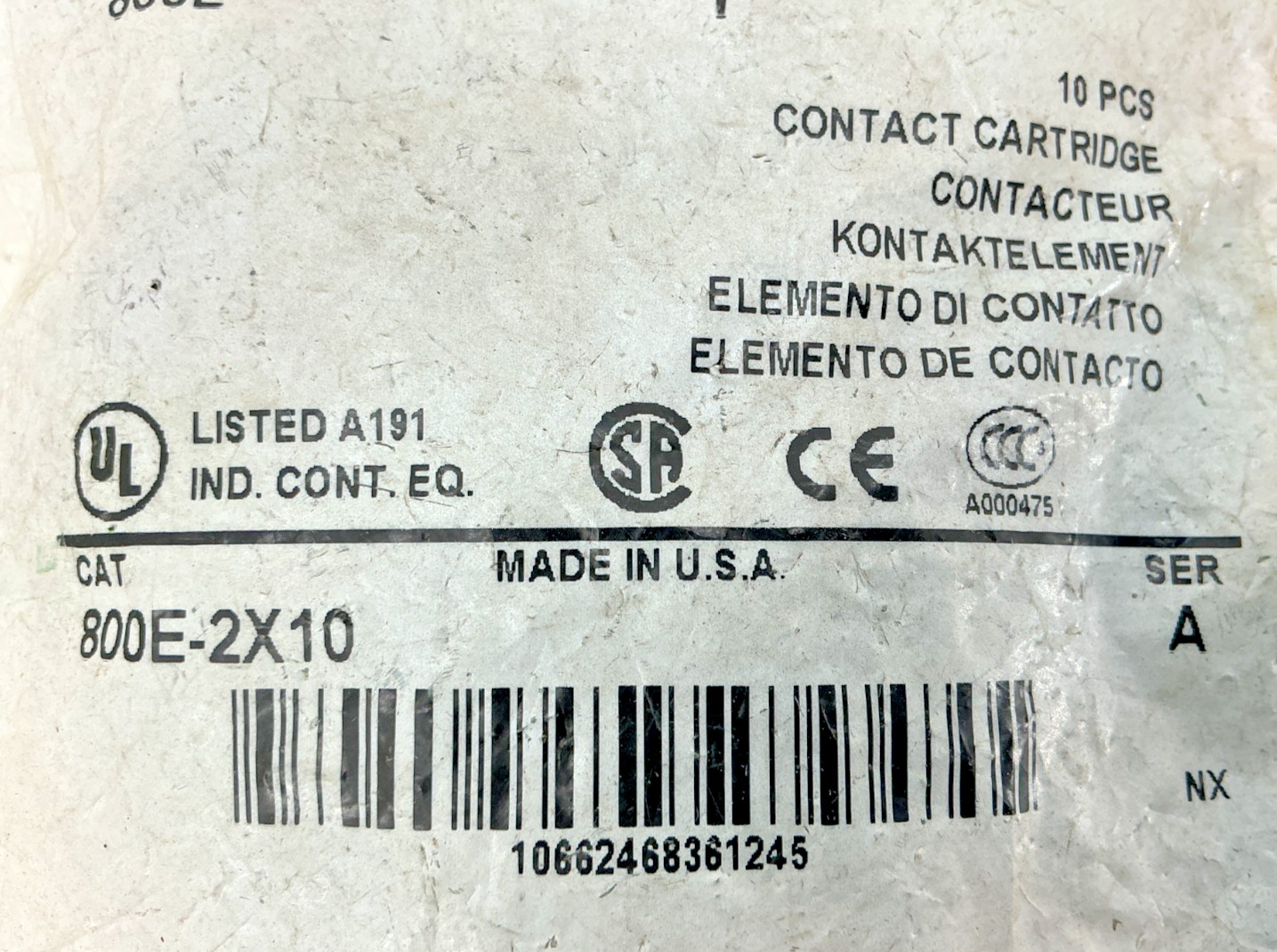 Bag of 10 New Allen Bradley 800E-2X10 Ser A Contact Cartridge 10A 600V Green