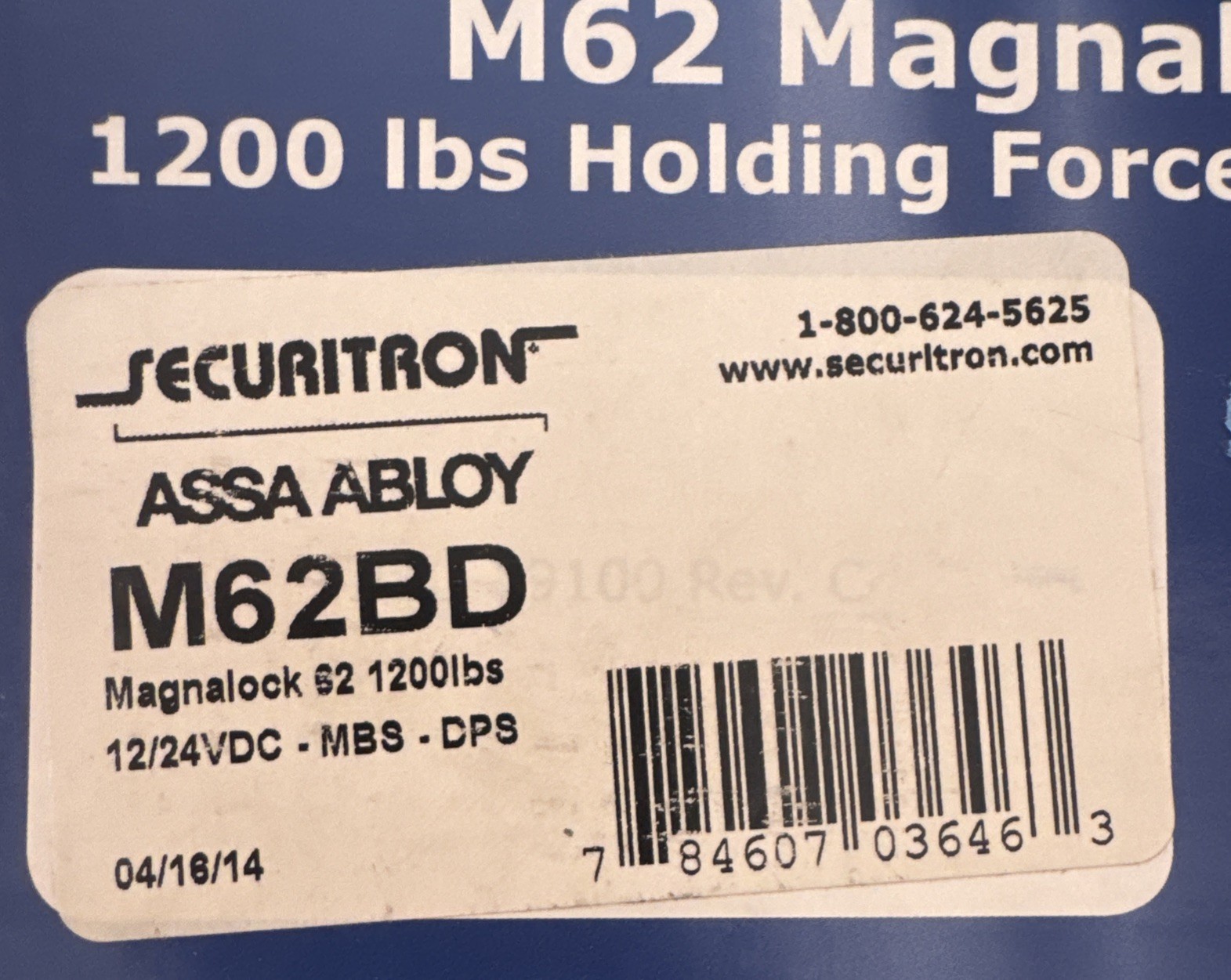 Securitron M62BD Maglock 1200lb 12/24 VDC – MBS – DPS