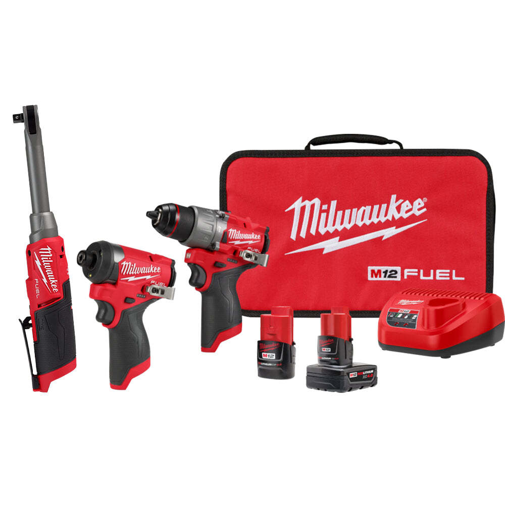 Milwaukee 3497-22RAT M12 FUEL 12V Cordless 2 Tool Combo Kit w/ 3/8″ Ratchet