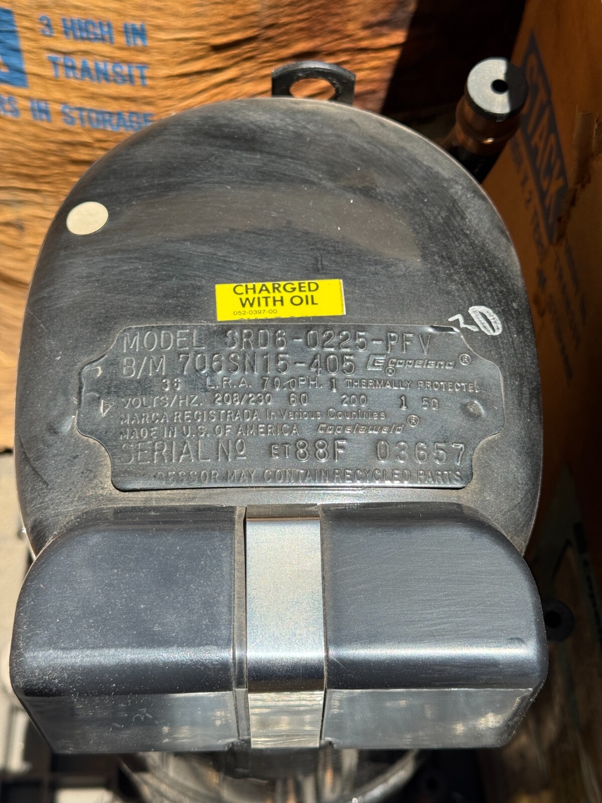 Copeland 2.5 3 Ton 230 V AC Condenser Compressor SRD6-0225-PFV R-22 – New – 14x