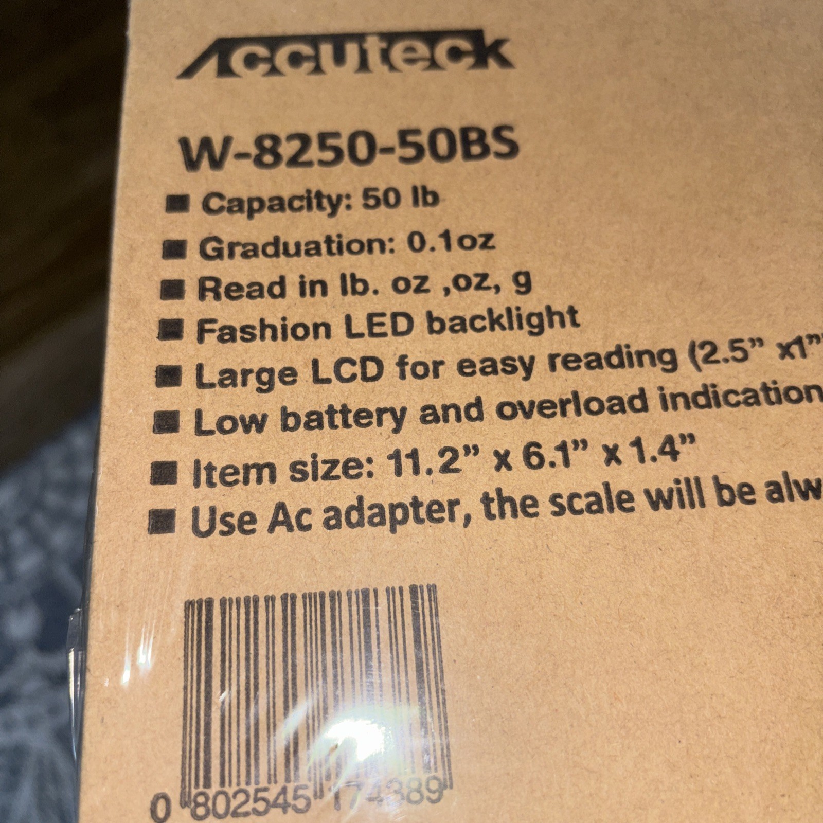 Accuteck W-8250-50bs, 50lb Digital Shipping Postal Scale BRAND NEW w/Adapter