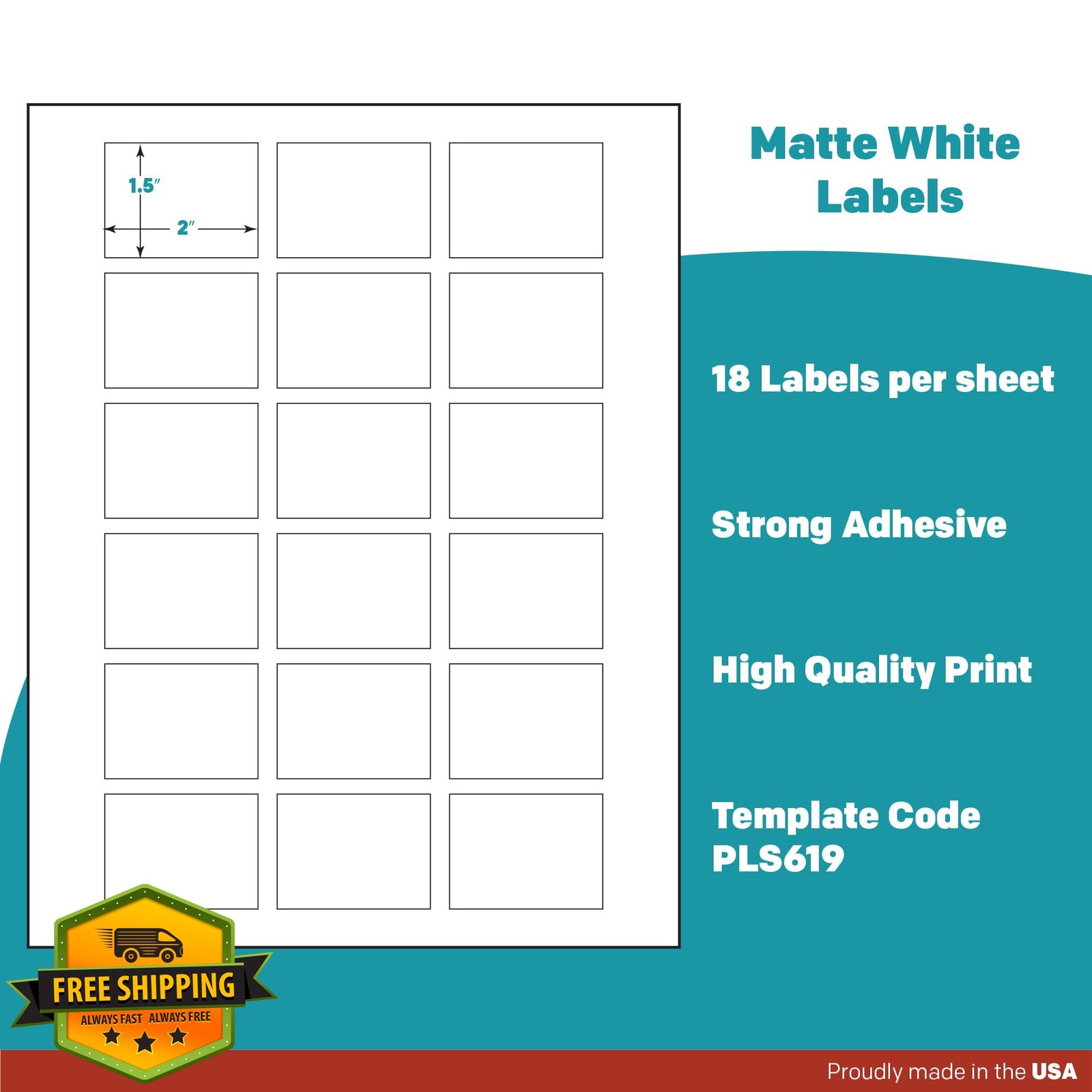 Premium Label Supply White 2×1.5 Inch Labels 1800