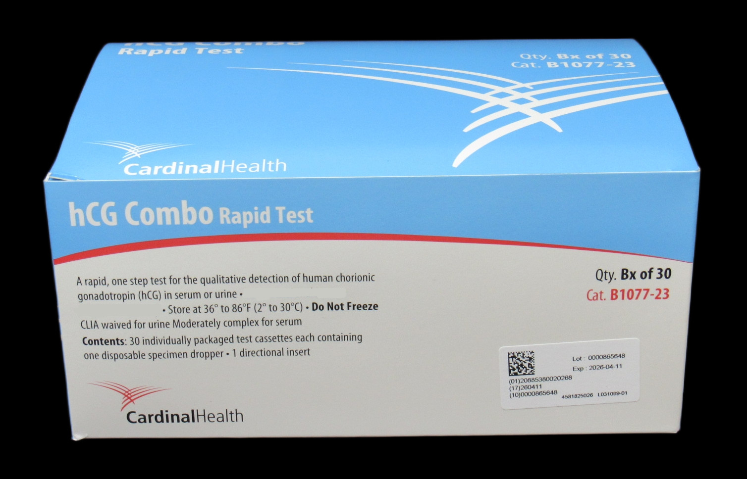 NEW 30-PACK Cardinal hCG Rapid Pregnancy Test Combo Urine Serum Cassette EXP ’26
