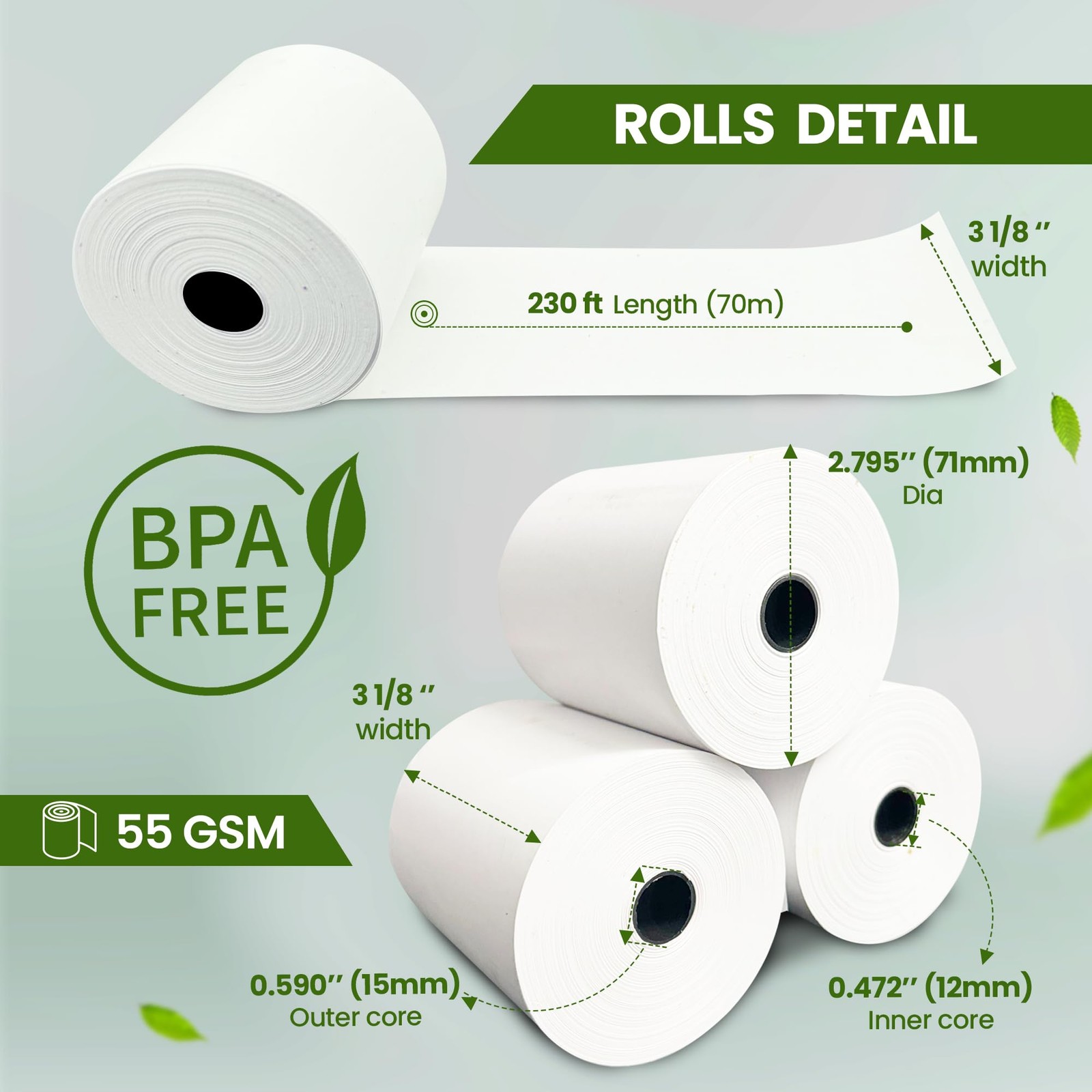 3 1/8 x 230ft Thermal Receipt Rolls (30 PACK) 55 GSM – with ALL POS Systems, …
