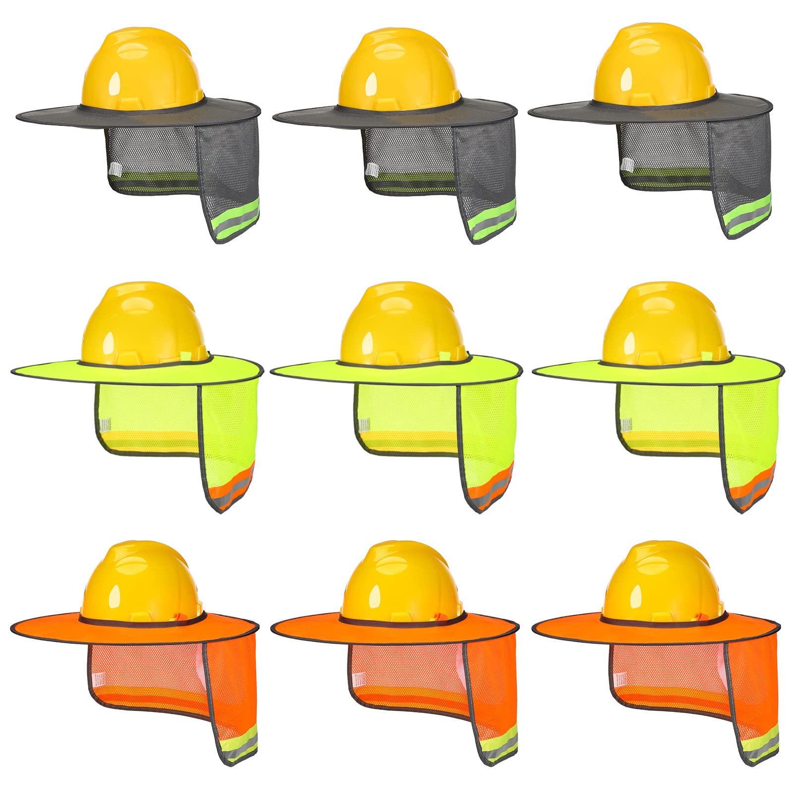 Hard Hat Sun Shade 9 Pieces Full Brim 18.5×16.14×7.87in – High Visibility