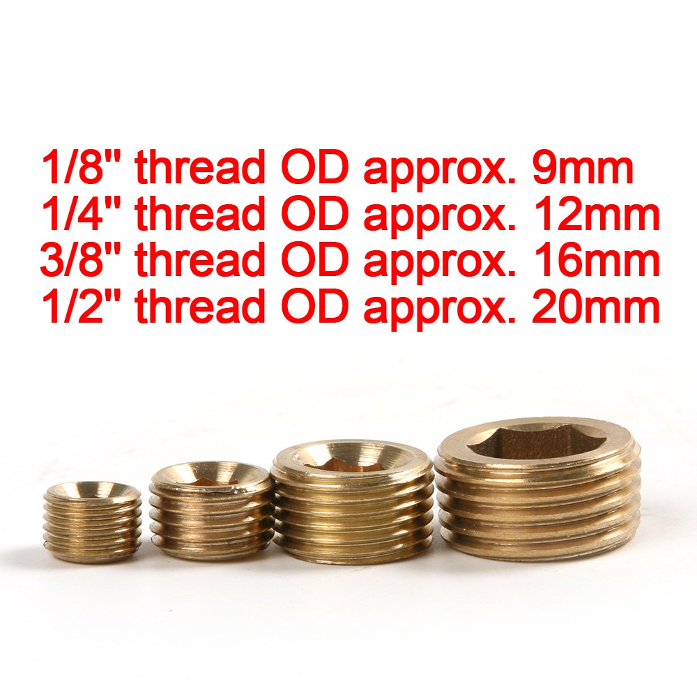 20PCS Pipe Plug 1/8″ 1/4″ 3/8″ 1/2″ Male Thread Hex Internal Head Socket Fitting