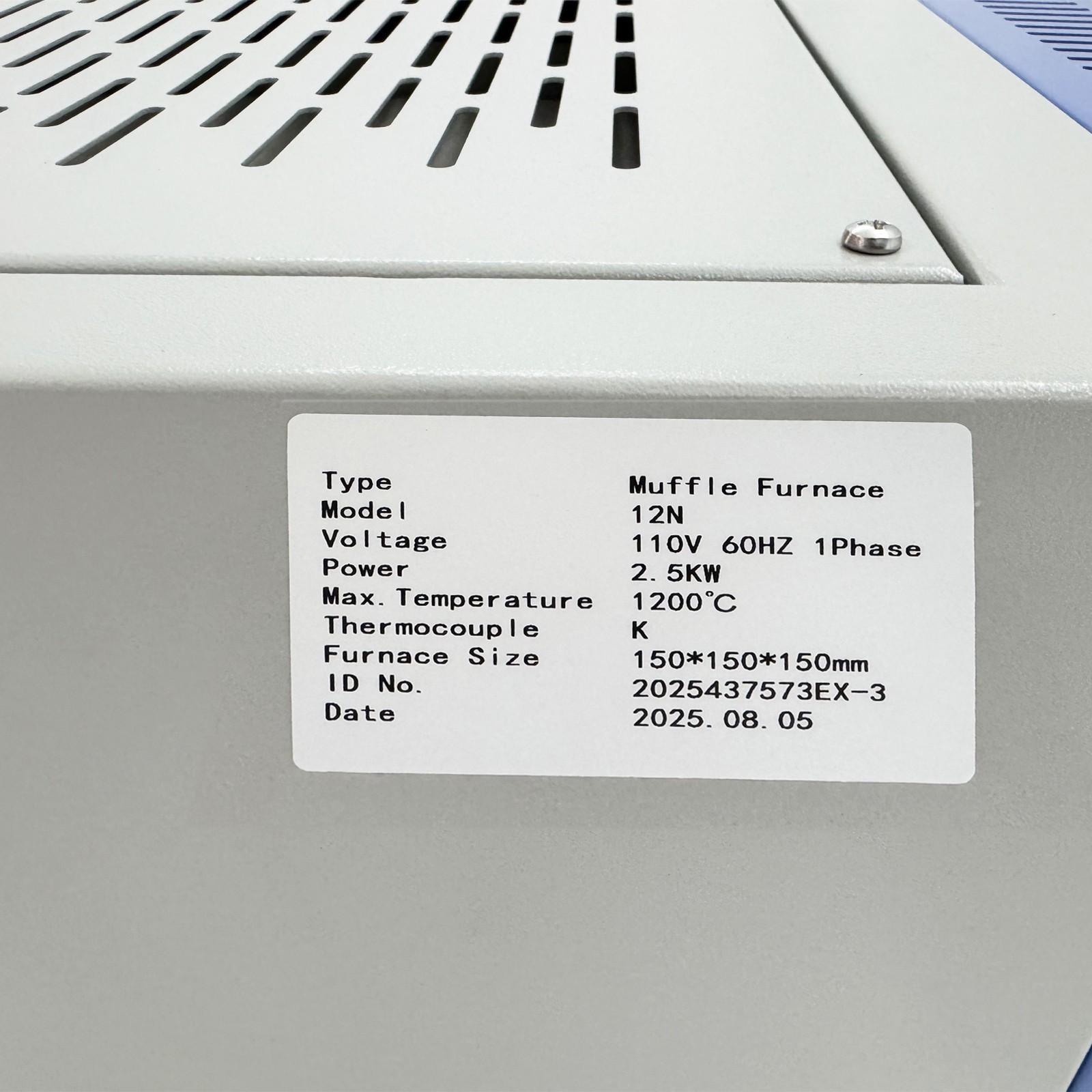 Muffle Furnace 110V, 2.5KW, 1200°C, 150mm Chamber, 51 Segments Programmable