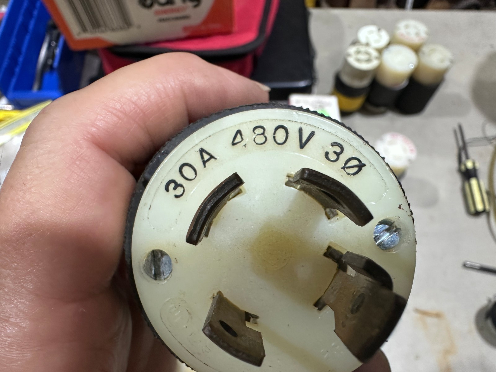 Twist-Lock Plug, 30A 480V 3Ph – Lot of 5, Hubbell HBL2731P & others