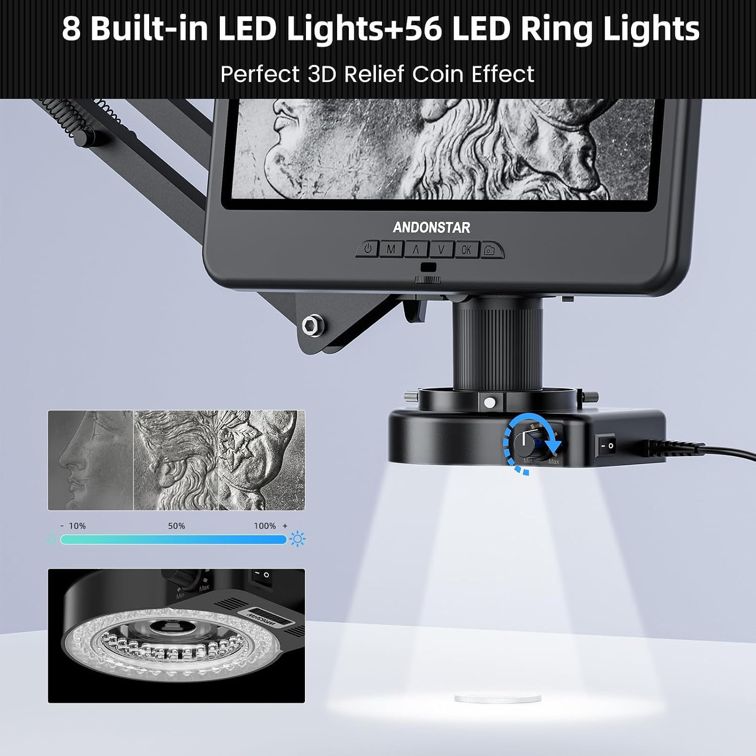 AD109 Digital Microscope with 10.1″ Screen for Soldering Repair | Flexible Boom