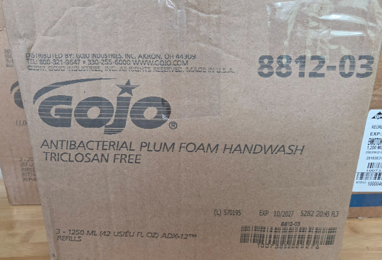 GOJO 8812-03 Foam Soap Refill, 3pk, Expiration 10/2027