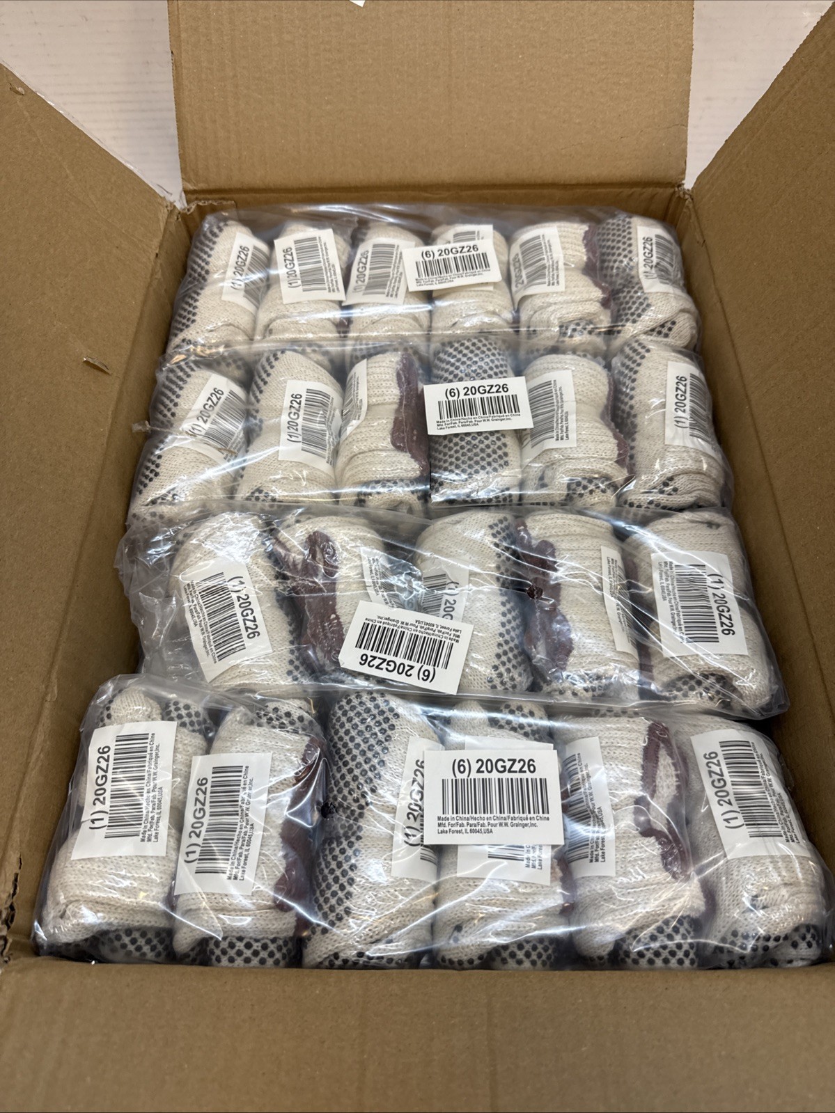 Condor Knit Work Gloves PVC Palm and Fingers 20GZ26 72 Pair White Large