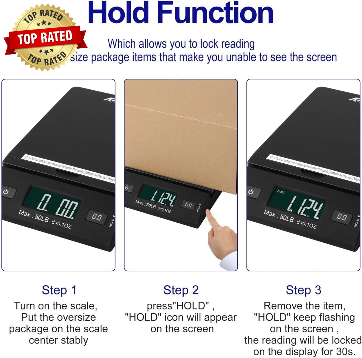 50 Lb All-In-One Black Digital Shipping Postal Scale with Adapter (W-8250-50B)
