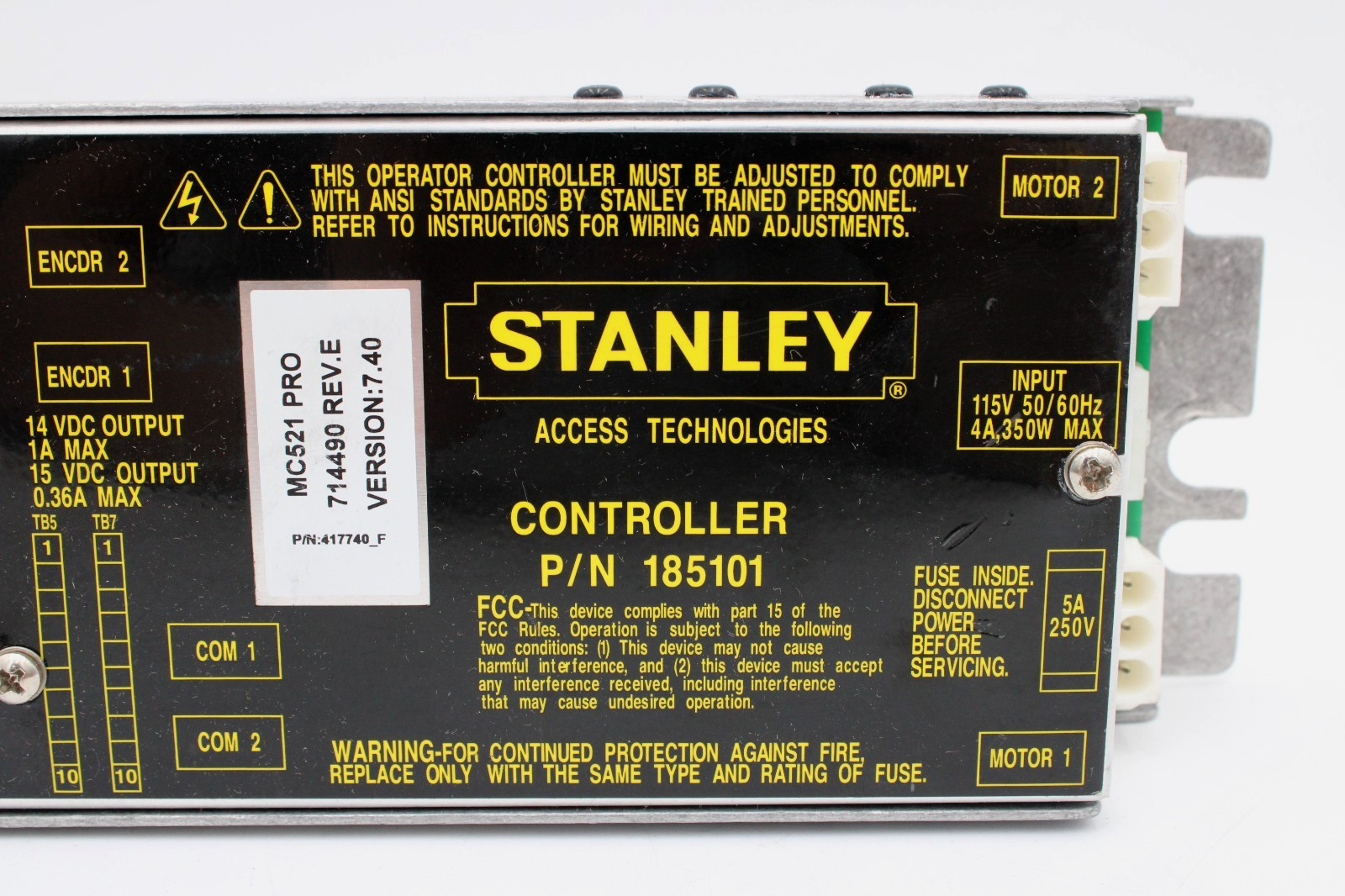 Stanley Controller MC521 PRO Dual Motor 185101 Untested